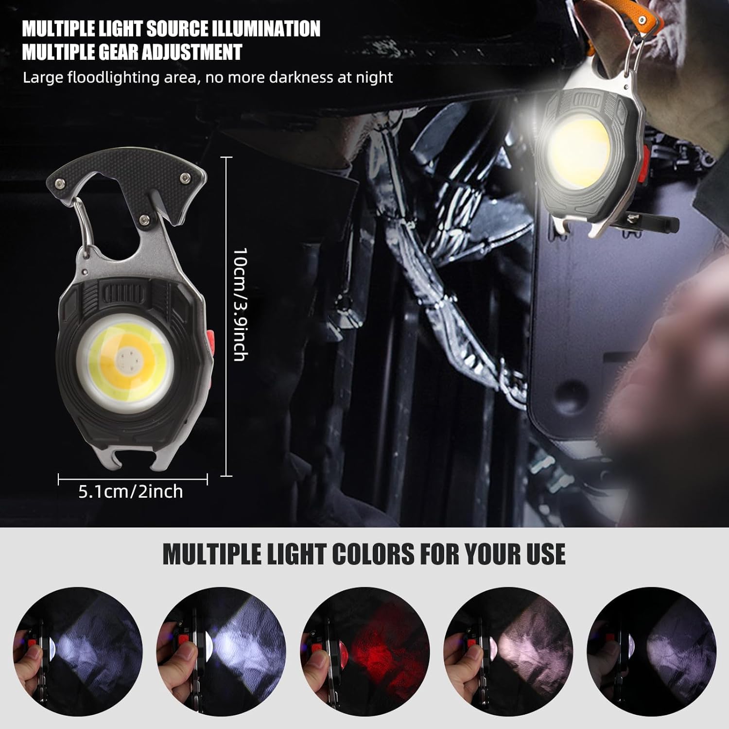 E-Shidai Mini Flashlight 2 Pack, Rechargeable Keychain Flashlight With 3 Light Modes, 1000Lumens Bright Edc Flashlight Keychain Light With Magnet Base, Portable Pocket Flashlight For Camping Walking