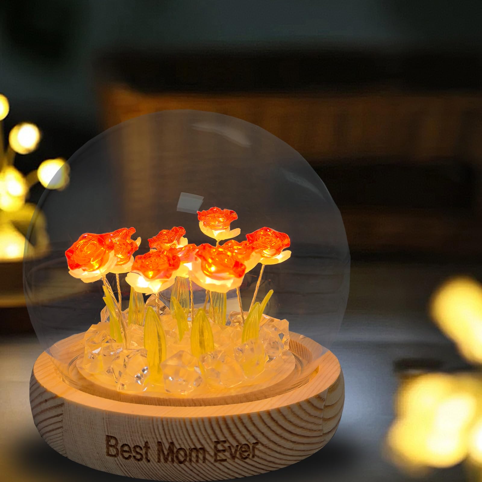 Xlmjdzq Mothers Day For Mom,Forever Rose Flower Lamp,Table Lamp With Usb Interface, Rose Artificial Flowers For Room Decor Aesthetic,Unique Romantic Birthday For Mom From Daughter.
