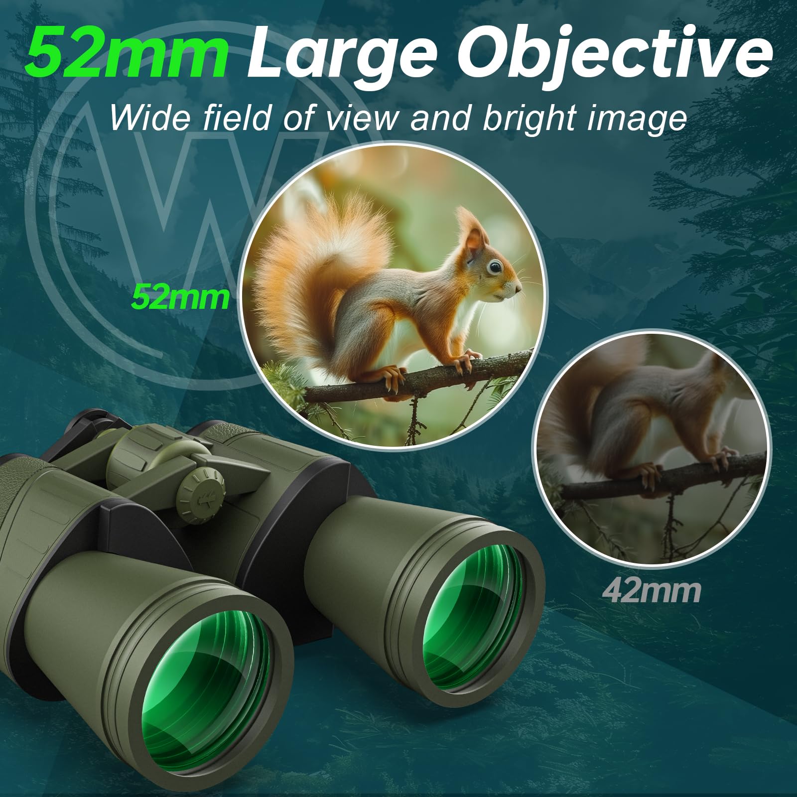 Wozel 20X52 Binoculars For Adults High Powered - Hd Binoculars With Clear Low Light Vision For Bird Watching Hunting Hiking Travel Cruise Ship Sports Events