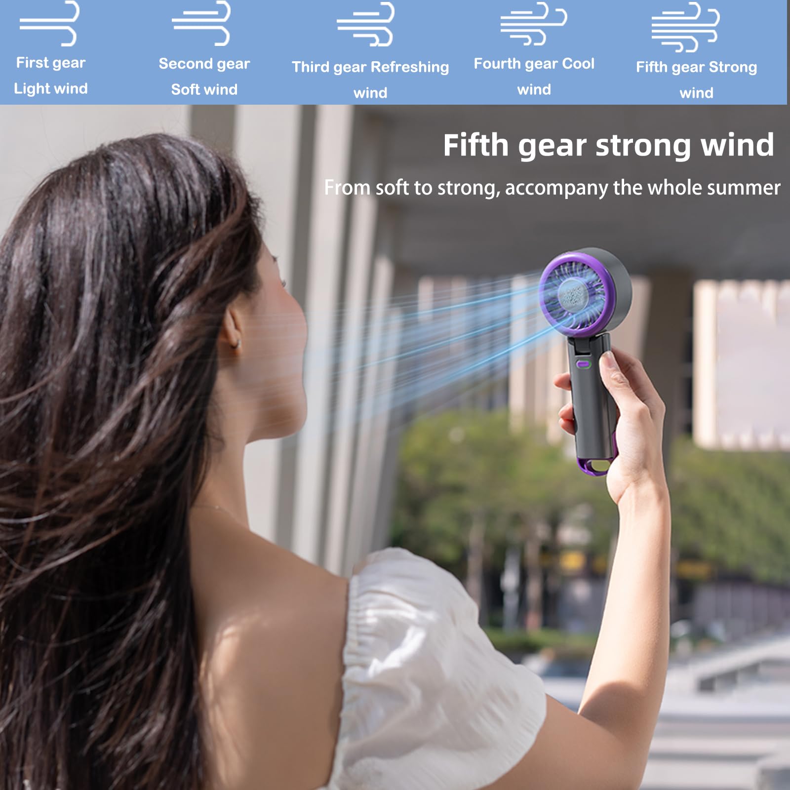 Portable Mini Fan-3 In 1 Usb Rechargeable Personal Fan, Handheld Fans,Desktop,Neck Hanging,5 Wind