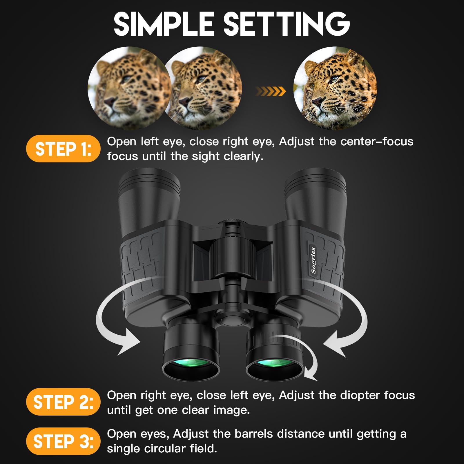 Sogries High Power10X50 Binoculars For Bird Watching-Hd Optical System Non-Slip Grip, Waterproof Binoculars For Outdoor