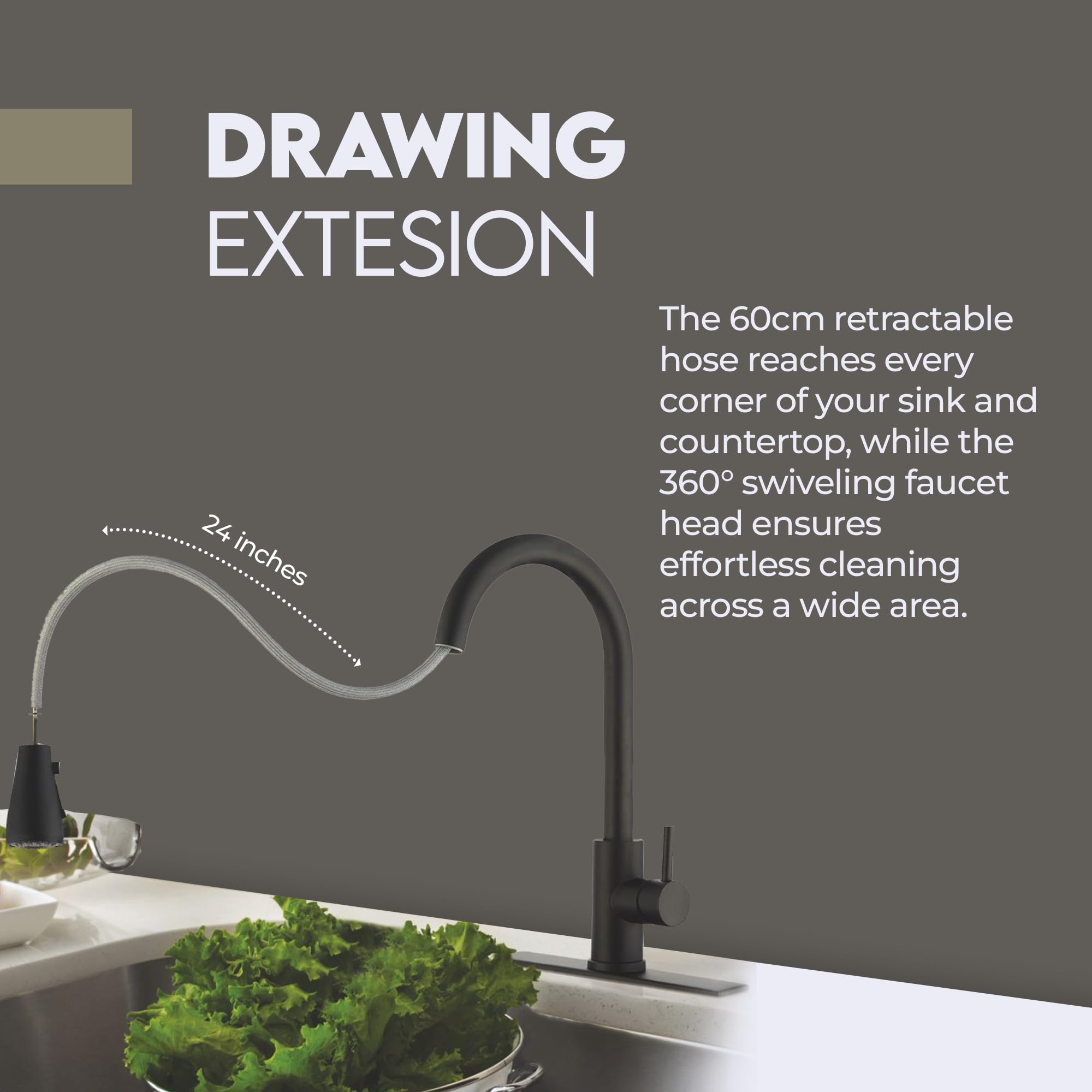 Soft Inox Softinox Kitchen Faucet With Multi-Functional Pull Down Sprayer - High Arc Single Handle Kitchen Sink Faucet With Deck Plate - Commercial Modern Brushed Stainless Steel Kitchen Faucets - Brushed