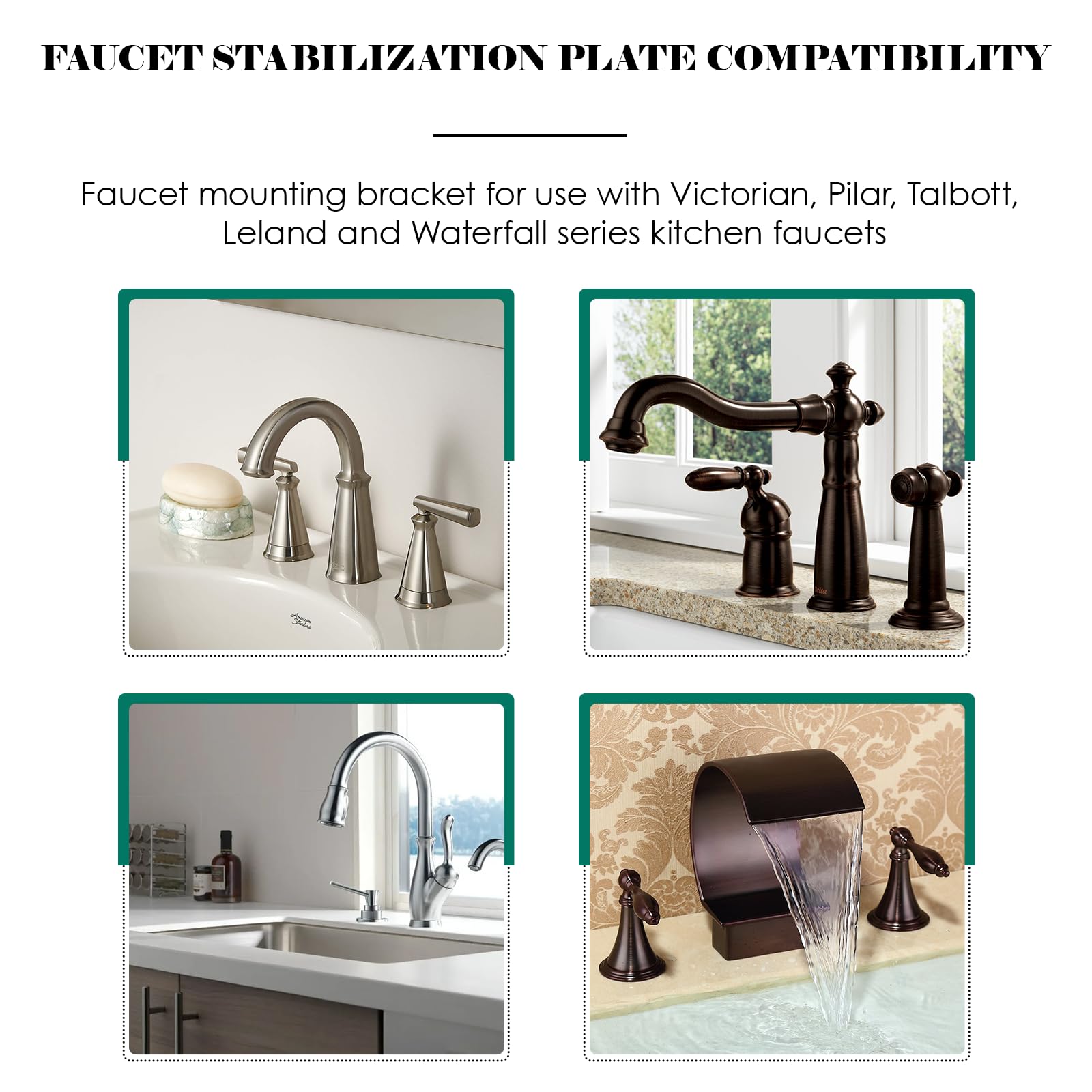 Shiguan Faucet Stabilizer Plate For Delta Rp37490 Victorian Sink Retaining Plate 3 Holes Kitchen Sink Faucet Base Plate, Black