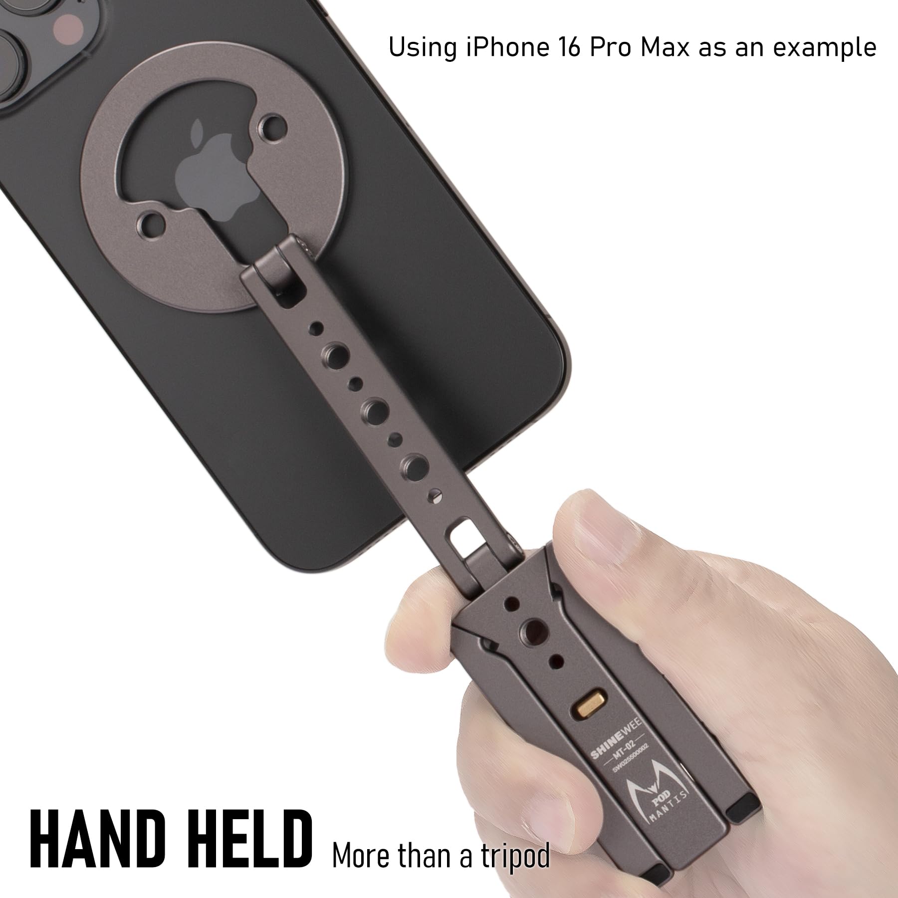 Shiee Magnetic Tripod For Iphone 12/13/14/15/16 & Magsafe Cases Handy Phone Stand 20 N52 Magnets Inside, Cold Shoe Mount, 1/4" Screw & Foldable Hook