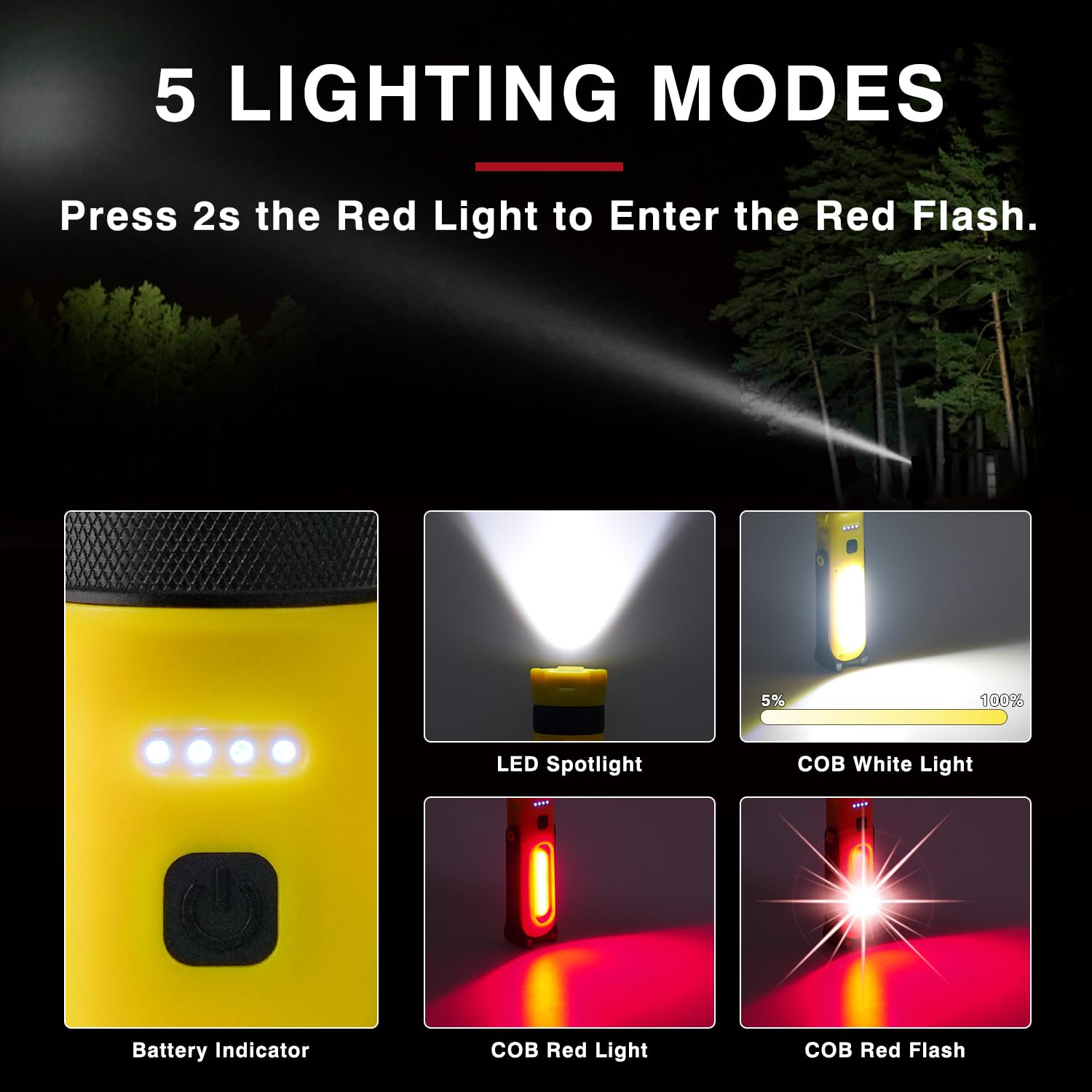 Napatyre Flashlights High Lumens Rechargeable, Super Bright Small Utility Flashlight, 300° Rotate 3 Modes Magnetic Led Flashlights With Cob Work Light For Home Emergency Camping, 2 Pack