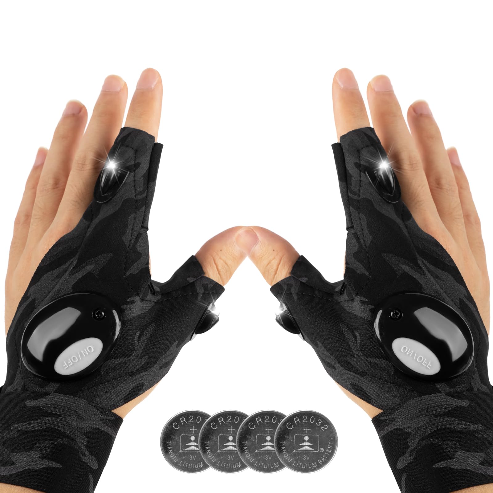 Mylivell Led Flashlight Gloves  For Men Dad Father Boyfriend Husband Unique Cool Gadget Tools For Repairing Hands- Lights For Camping Fishing Outdoor Grill Birthday Christmas  For Him