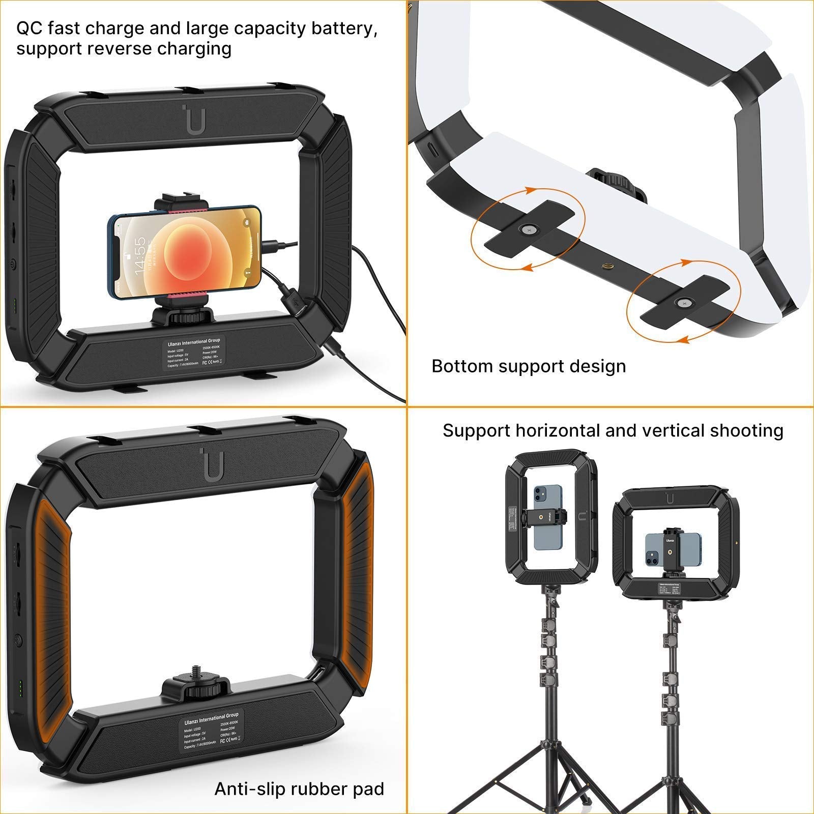 Ulanzi U200 Smartphone Video Rig With Light Bundle With Mt-11 Octopus Tripod