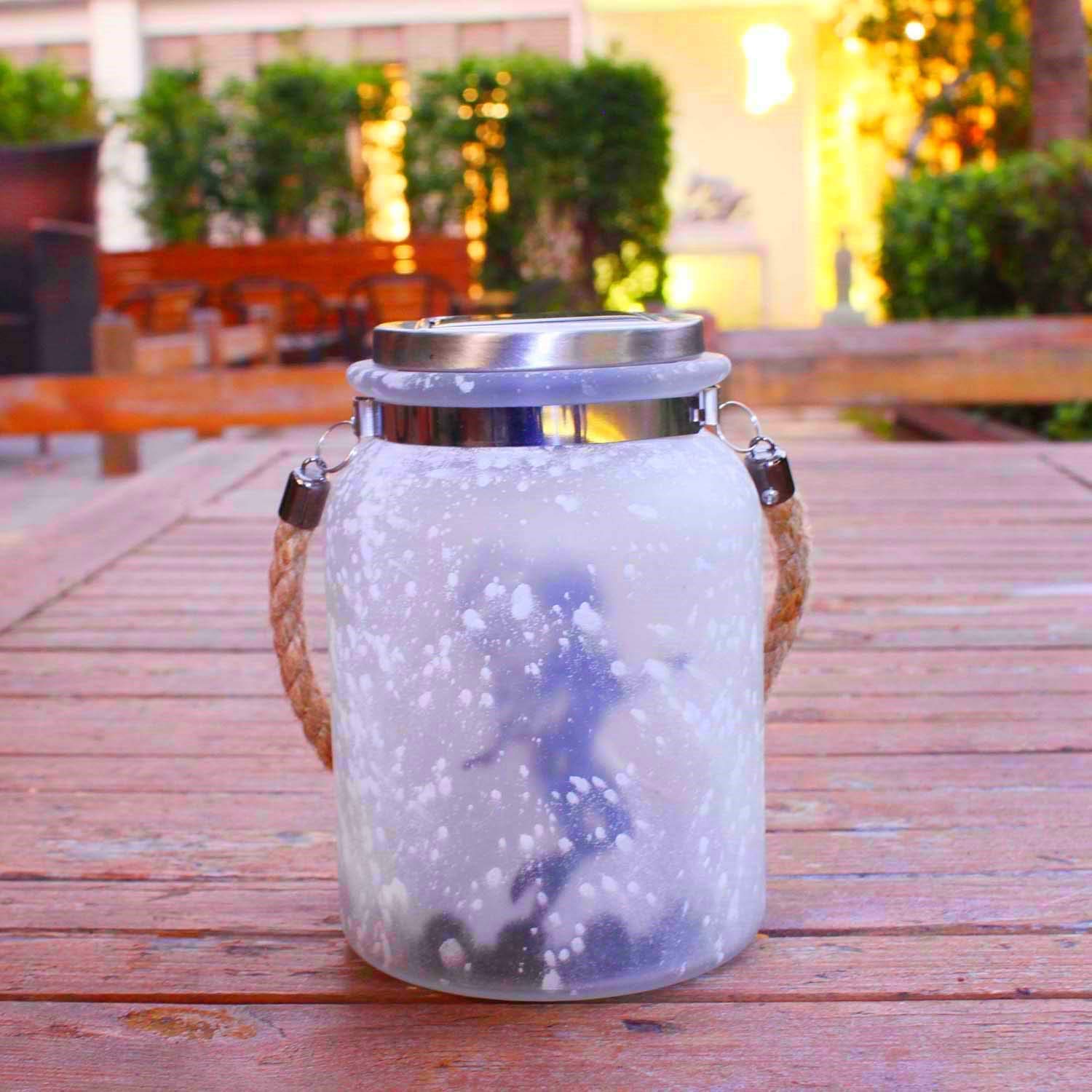 Kaixoxin 2 Pack Solar Lantern Fairy Lights Ideal For Great  White Frosted Glass Hanging Jar Solar Lights Outdoor Decorative 20 Warm White Mini Led String Lights (Fairy-2)