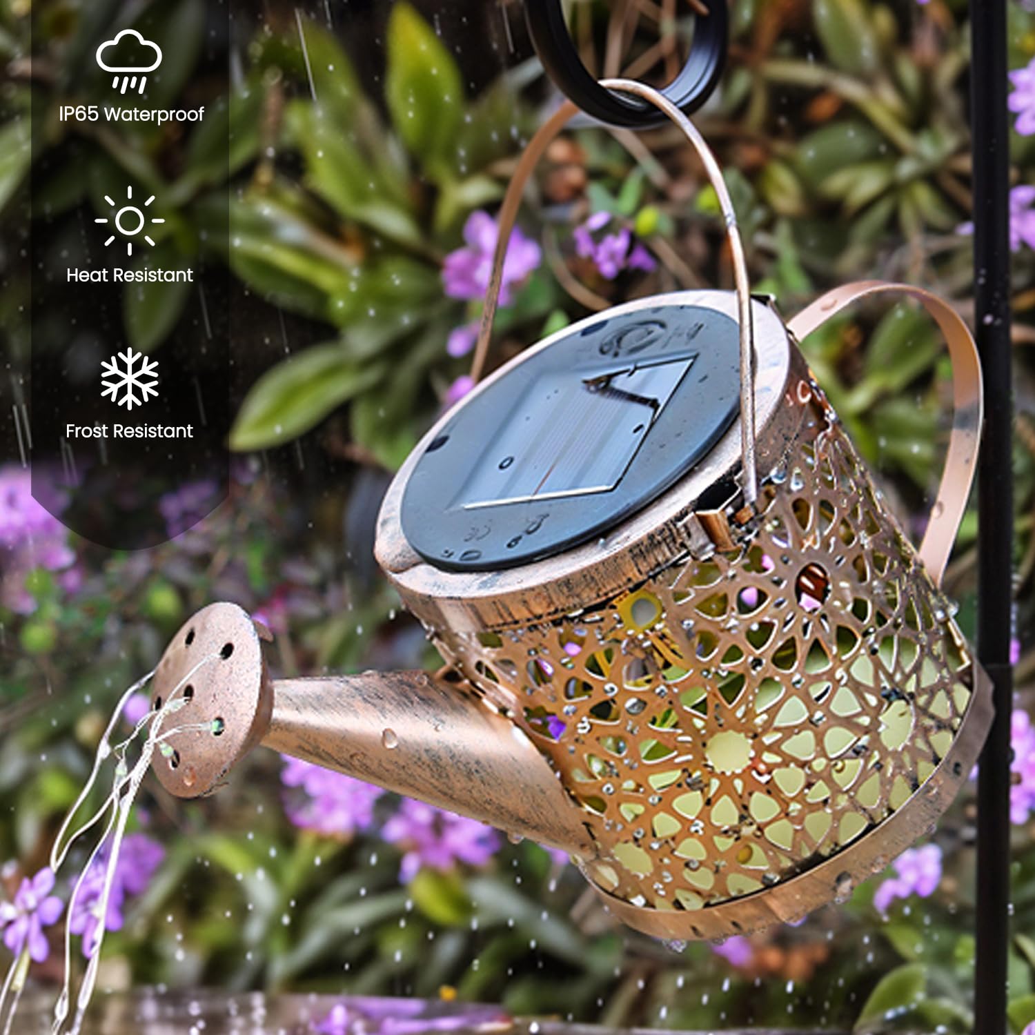 Misawce Small Solar Watering Can Lantern Lights With Sunflower Pattern, Waterproof Metal Hanging Solar Garden Lights For Yard, Patio, Lawn, Outdoor Decor, Gift For Women, Mom, Or Grandma