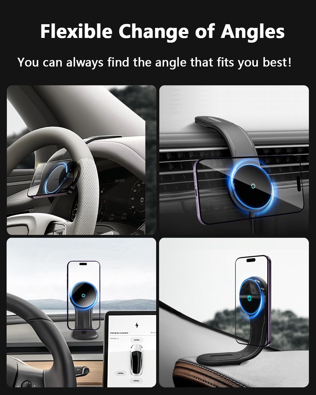 Ankeway 15W Wireless Car Mount Charger [ ], Magnetic Fast Charging Car Holder Charger Compatible With Iphone 16 15 14 13 12 Series & Magsafe Case, Relocatable Car Phone Holder