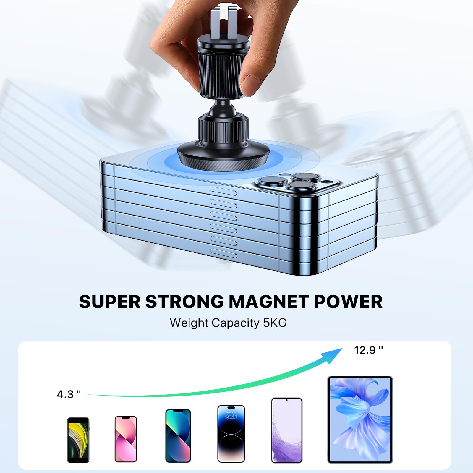 Miracase Magnetic Phone Holder For Car, [Never Blocking] Hands  Universal Car Phone Holder, Strong Magnets Phone Mount, Vent Clip Cell Phone Mount For Iphone And All Smartphone