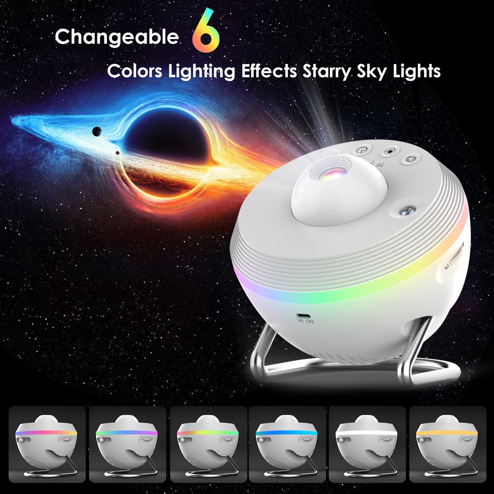 Elec3 Star Projector, Galaxy Night Light For Bedroom With 4K Replaceable 13 Galaxy Discs And 6 Nightlight, 360 Degree Rotation Nebula Projector Lamp Starry Sky Night Light Birthday Valentines