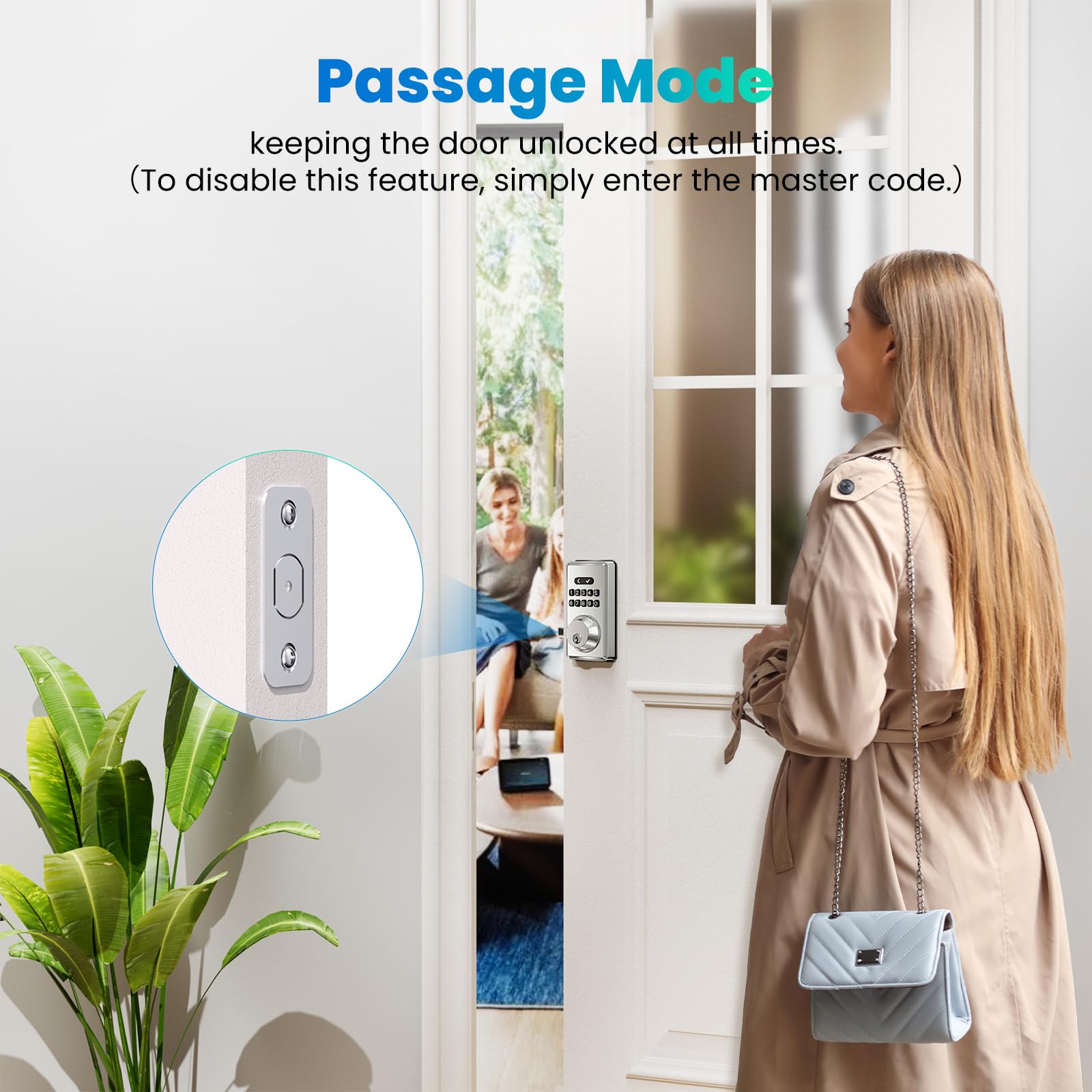 Mousetro Keyless Entry Door Lock, Electronic Keypad Deadbolt For Front Door, Smart Locks With 6 Digital Code, Auto Lock, Anti-Peeking Password, Easy Installation, Silver