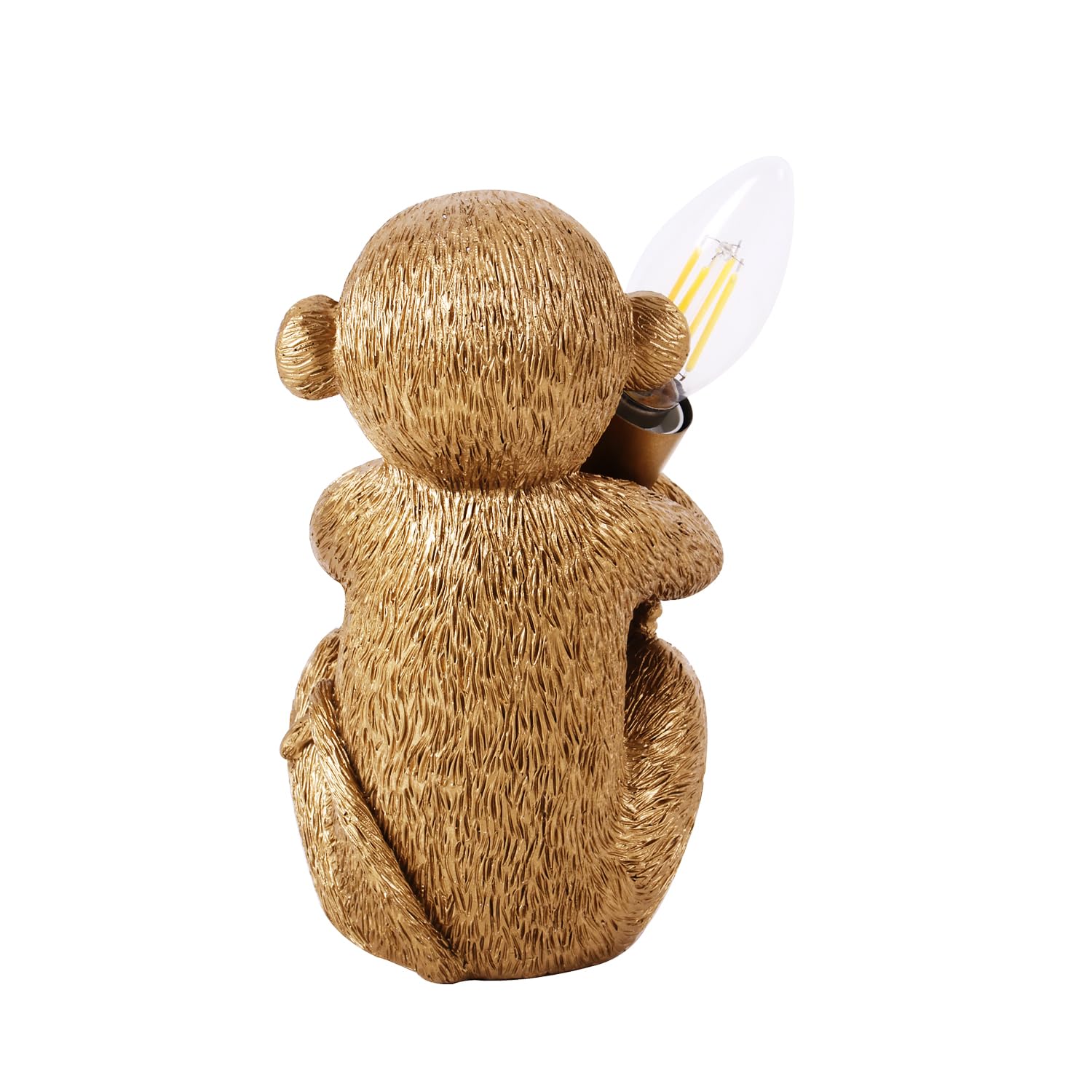 Jorunhe Hand-Carved Resin Monkey Table Lamp - Artistic Small Animal Desk Light For Bedroom, Living Room & Cafe Decor, E12 Socket (Bulb Not Included), 7.9" Height