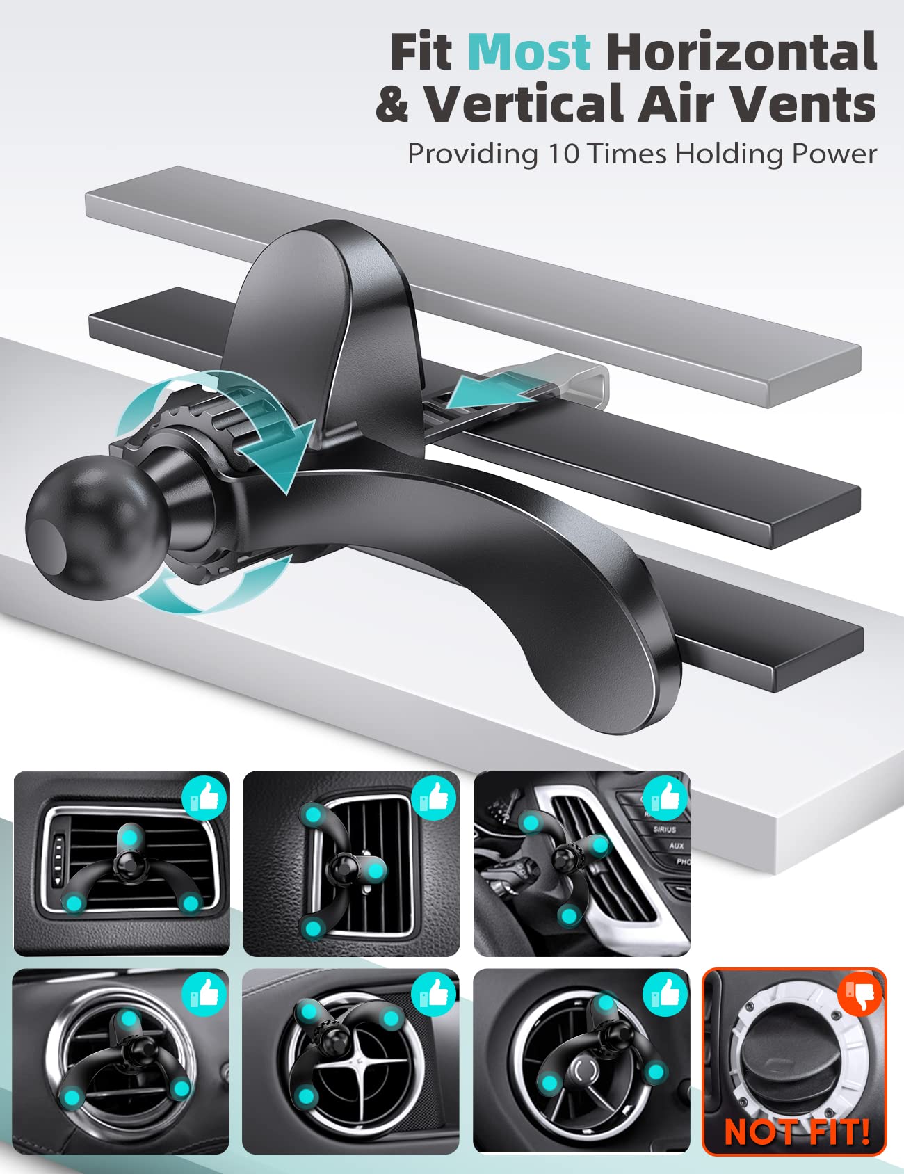 Esamcore Magnetic Car Phone Holder, Universal Air Vent Clip Car Phone Mount With Powerful Magnets And Anti-Fall Cell Phone Car Mount For Iphone Samsung Galaxy And Other Smartphone