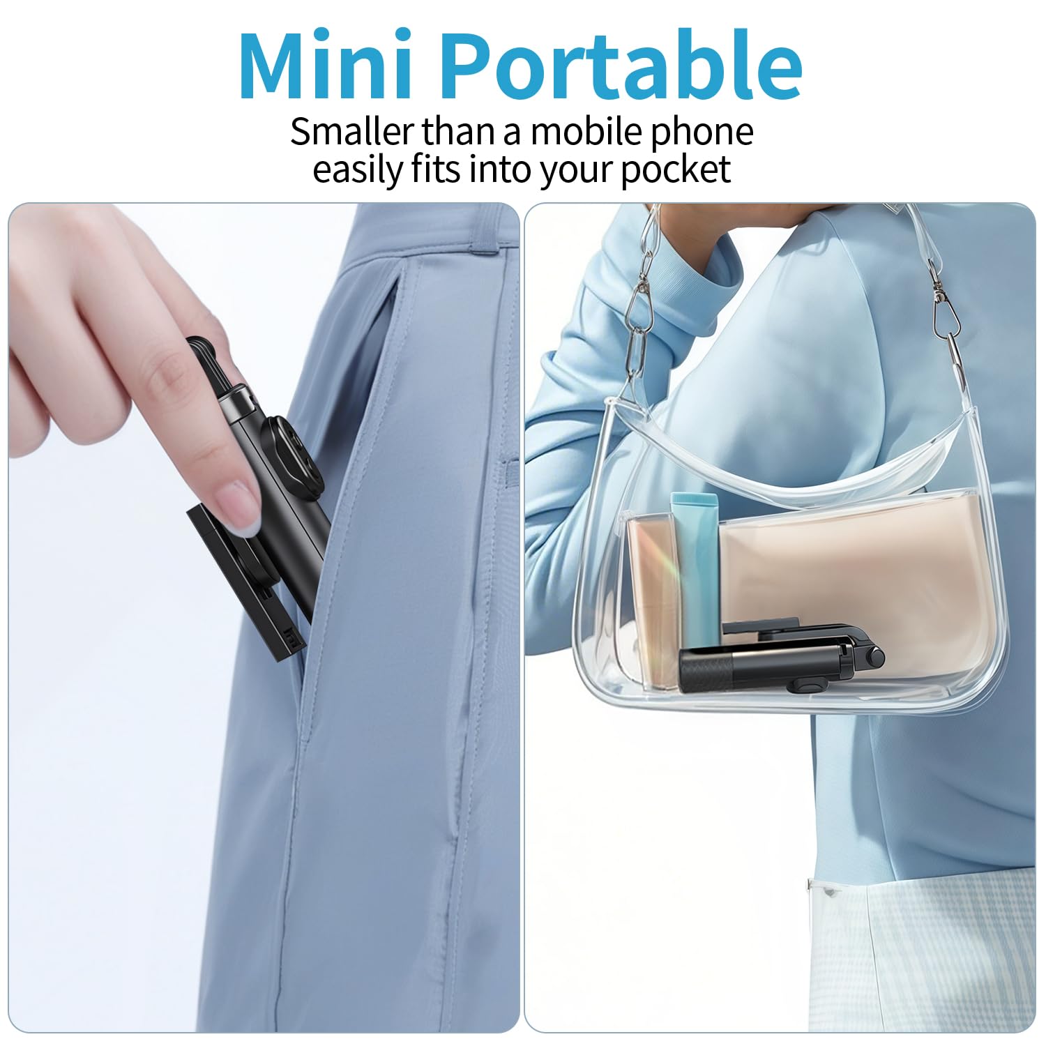 Stjiatu Mini Selfie Stick Tripod, Pocket Flex Tripod Iphone Android Phone Grip, Portable Small Size Travel Compact Phone Selfie Stick With Remote, Handheld Metal Mount Live Streaming, Video Recording