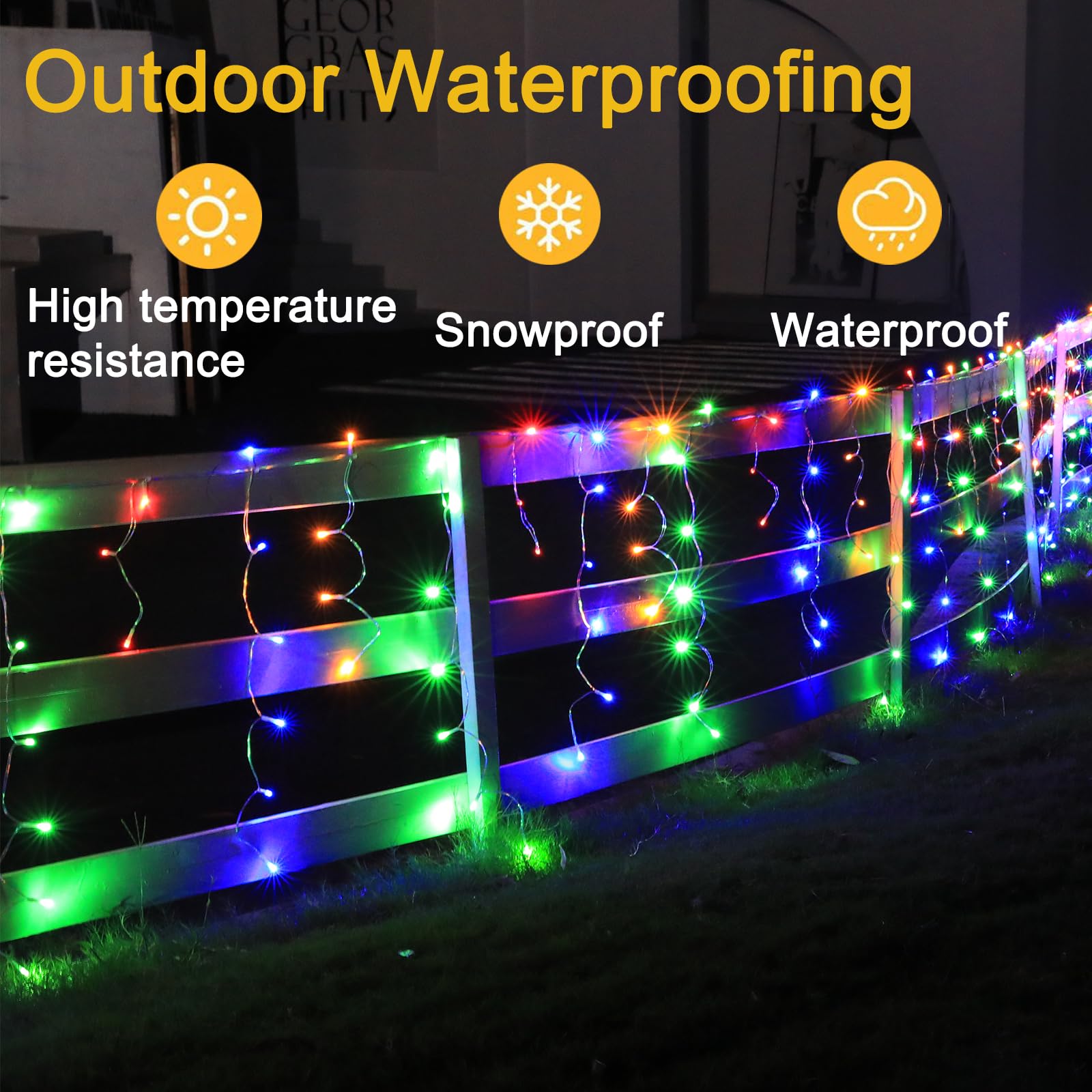 Soshot Christmas String Lights Outdoor - 49Ft/15M 640 Led 8 Modes With Remote Control And App Waterproof Christmas Lights For Patio Yard Garden Wedding Party-Multicolor