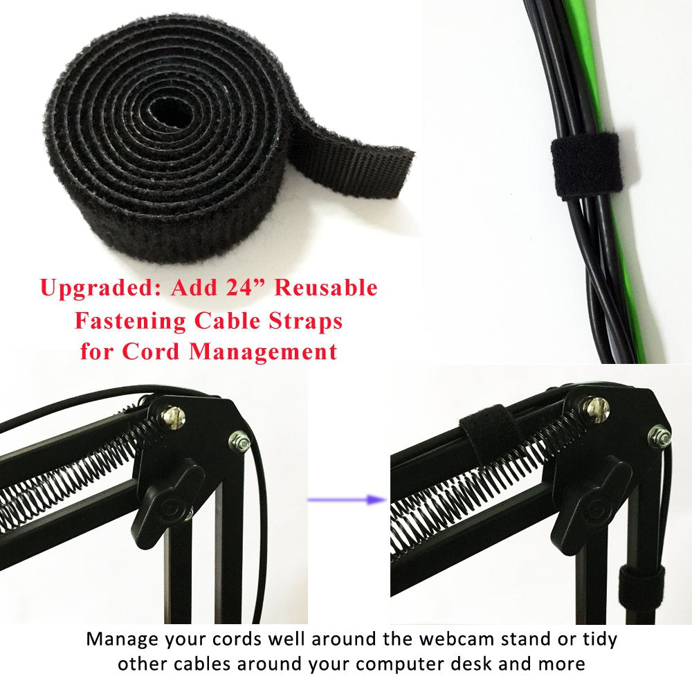 Etubby Webcam Stand Phone Holder Suspension Scissor Arm Camera Tripod Mount For Cellphones, Logitech Webcam C920 C930 C922 C615 And Other Devices With 1/4" Threaded