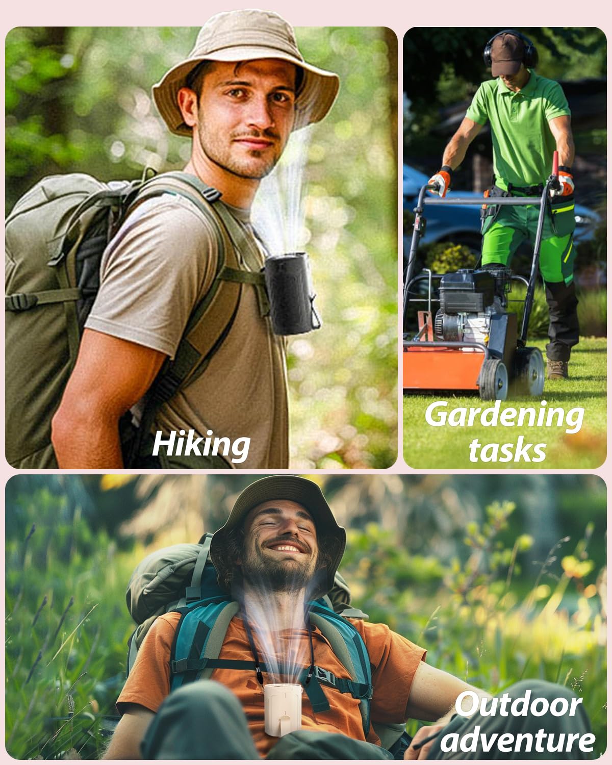 Portable Barito waist fan with 4 speeds, long-lasting 25-hour battery life, and rechargeable power for hands-free cooling