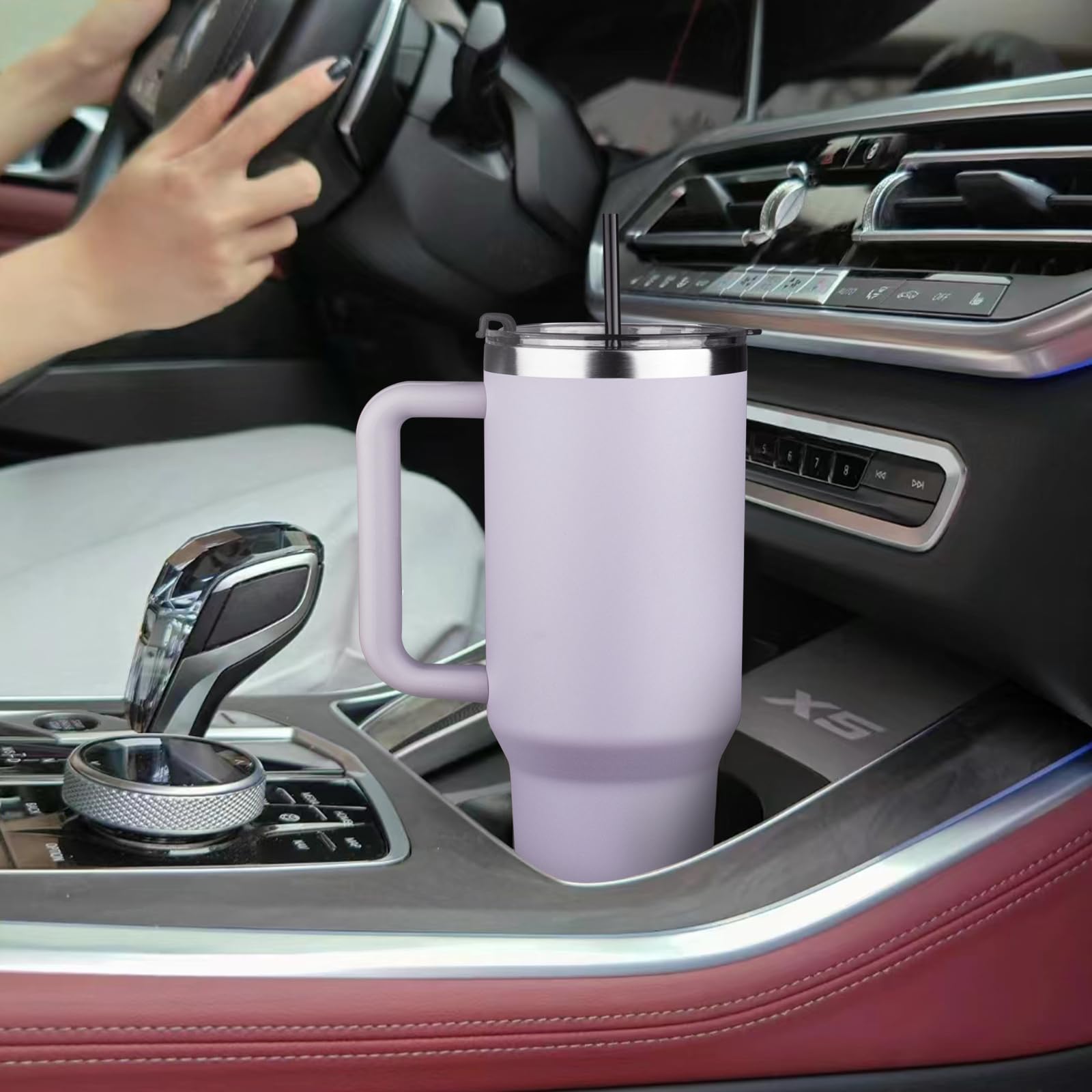 Starspeed 40 Oz Tumbler With Handle And Straw Lid  Stainless Steel Water Bottle Travel Mug