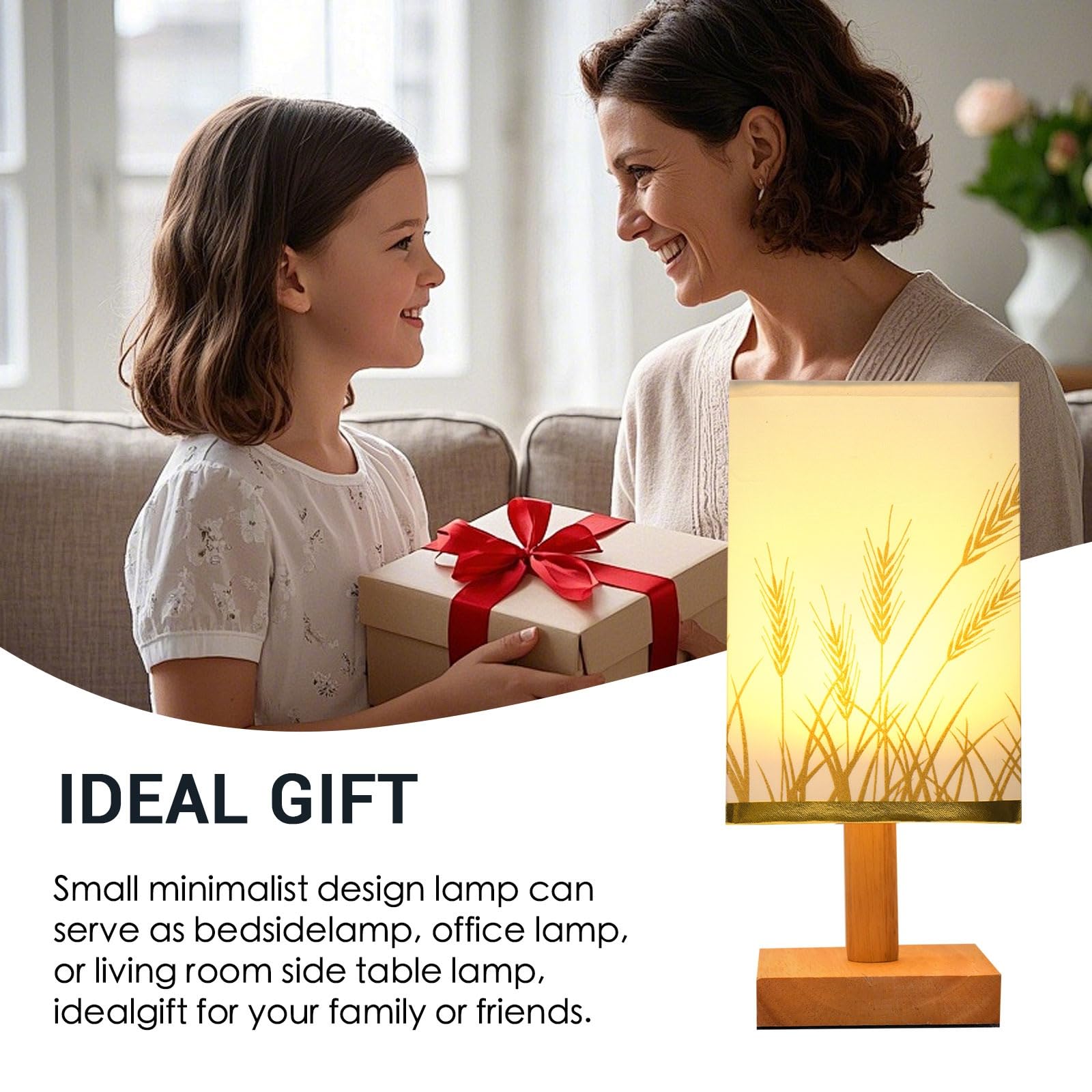 Home Decor Ss Bedside Table Lamp For Bedroom – Small Nightstand Lamp With Fabric Shade, Minimalist Desk Lamp For Living Room, Office, Dorm, Kids Room, Reading & Study Light (Adapter Not Included)