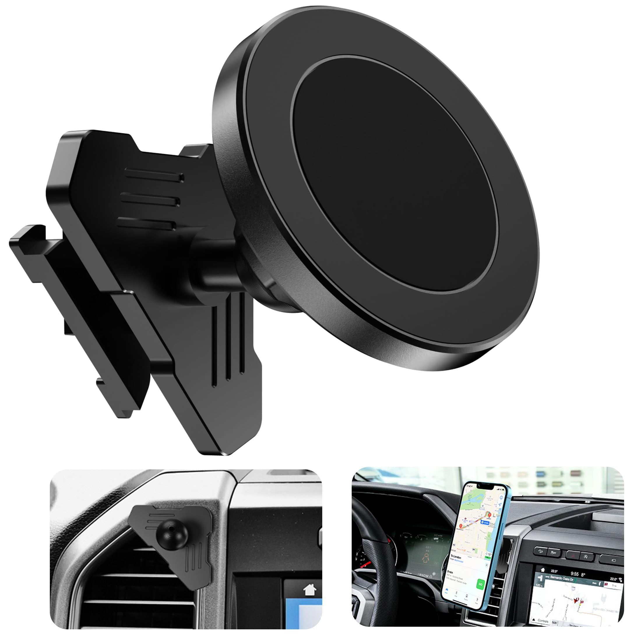 Surfcabin Cnc Vent Phone Holder, Magnetic Car Air Vent Phone Holder Cradles Mount Compatible With F150 2015-2020 & Super Duty F250 F350 F450 2017- Universal Bracket Stand For Iphone & Android