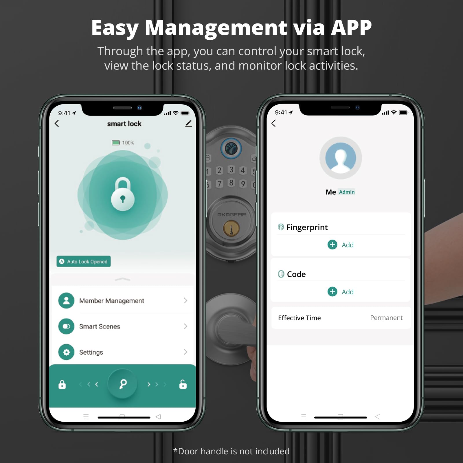 Akagear Ds10 Pro Keyless Entry Door Lock, Fingerprint Door Locks, Electronic Keypad Lock, Smart Deadbolt, Smart Locks For Front Door, Auto-Lock & One Touch Locking With Bluetooth - Satin Nickel