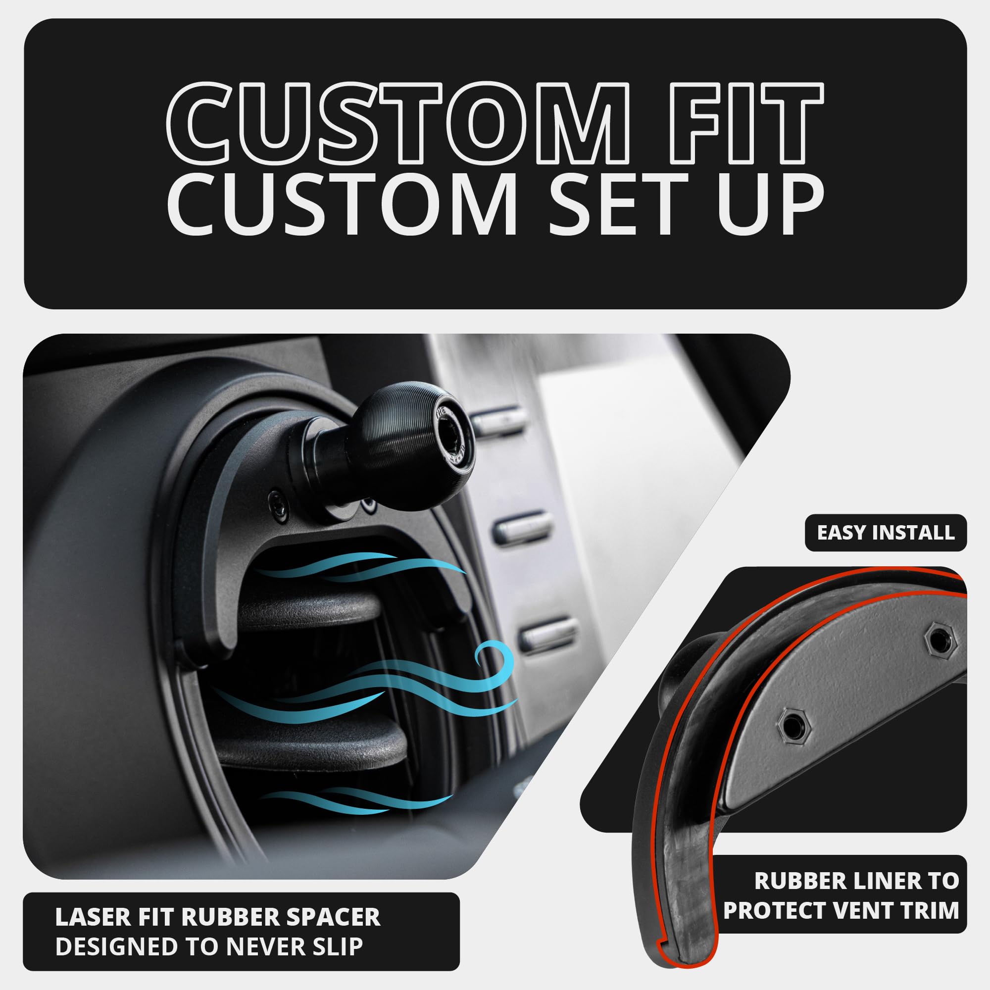 Tackform Link Vent Mount Universal Magnetic Phone Holder Compatible With 2016- Toyota Tacoma And 2014- Toyota Tundra  Billet Aluminum Base, No-Slip  Short Reach  Not Compatible With Magsafe