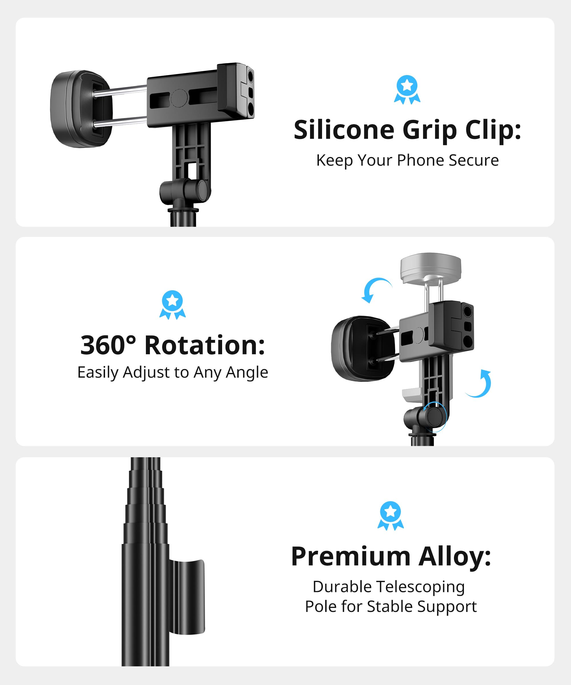 Fuloview 60'' Selfie Stick Tripod,Tripod For Iphone Wireless Remote For Selfies,Group Photograph,Video Recording. Phone Stand Compatible With Iphone Android Phone,Camera