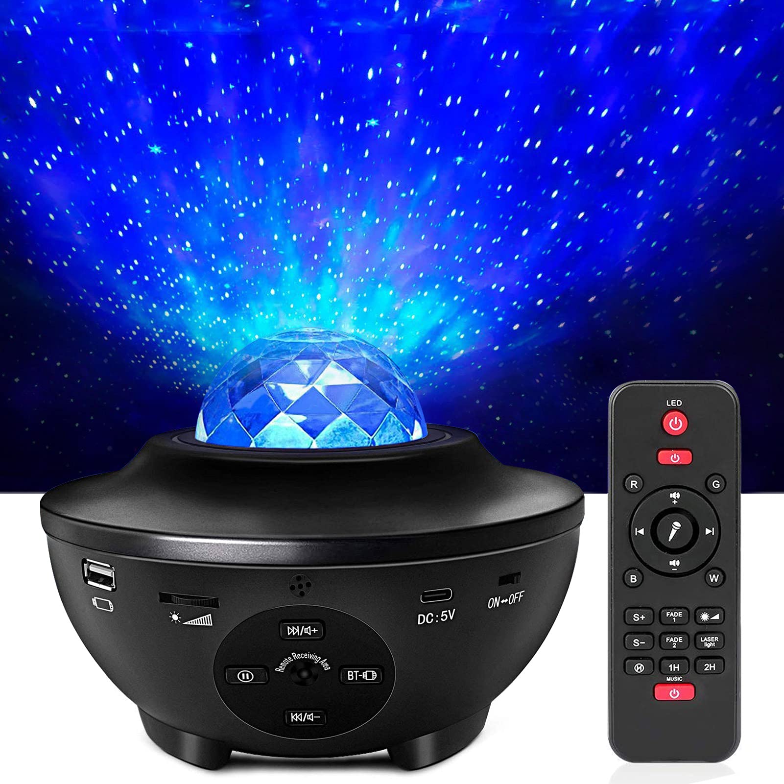 Yabtf Night Light Projector, Galaxy Projector With Remote Control, Star Projector With Led Nebula Cloud/Ocean Wave For Kid Baby'S Bedroom/Game Room/Home Theatre, Built-In Bluetooth Music Speaker