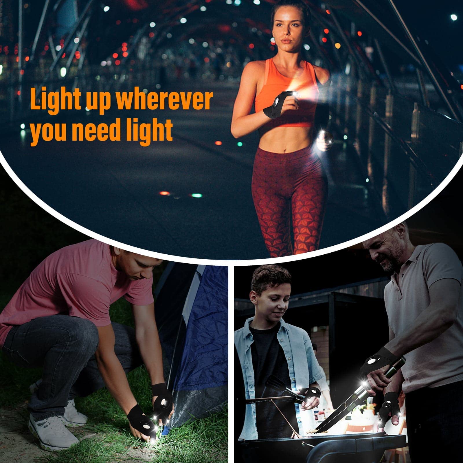 Apicey  For Men Dad Boyfriend Husband Him Father'S Day Birthday, Led Flashlight Gloves, Hands  Finger Lights Cool Gadgets For Repairing Fishing Grilling Camping