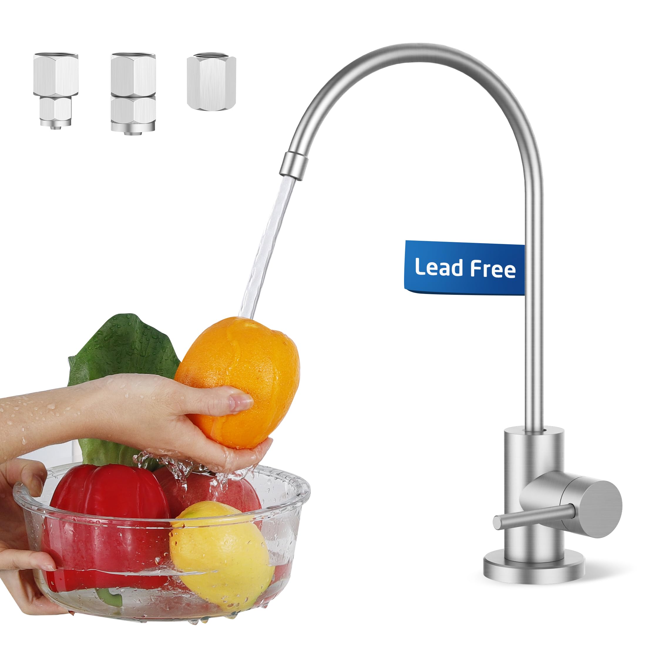 Kes Reverse Osmosis Faucet Lead-, Drinking Ro Water Faucet For Kitchen Sink, 18/8 Stainless Steel Water Filter Faucet, Fits Most Ro Water Filtration System, Brushed Finish, Z506Lf-Bs
