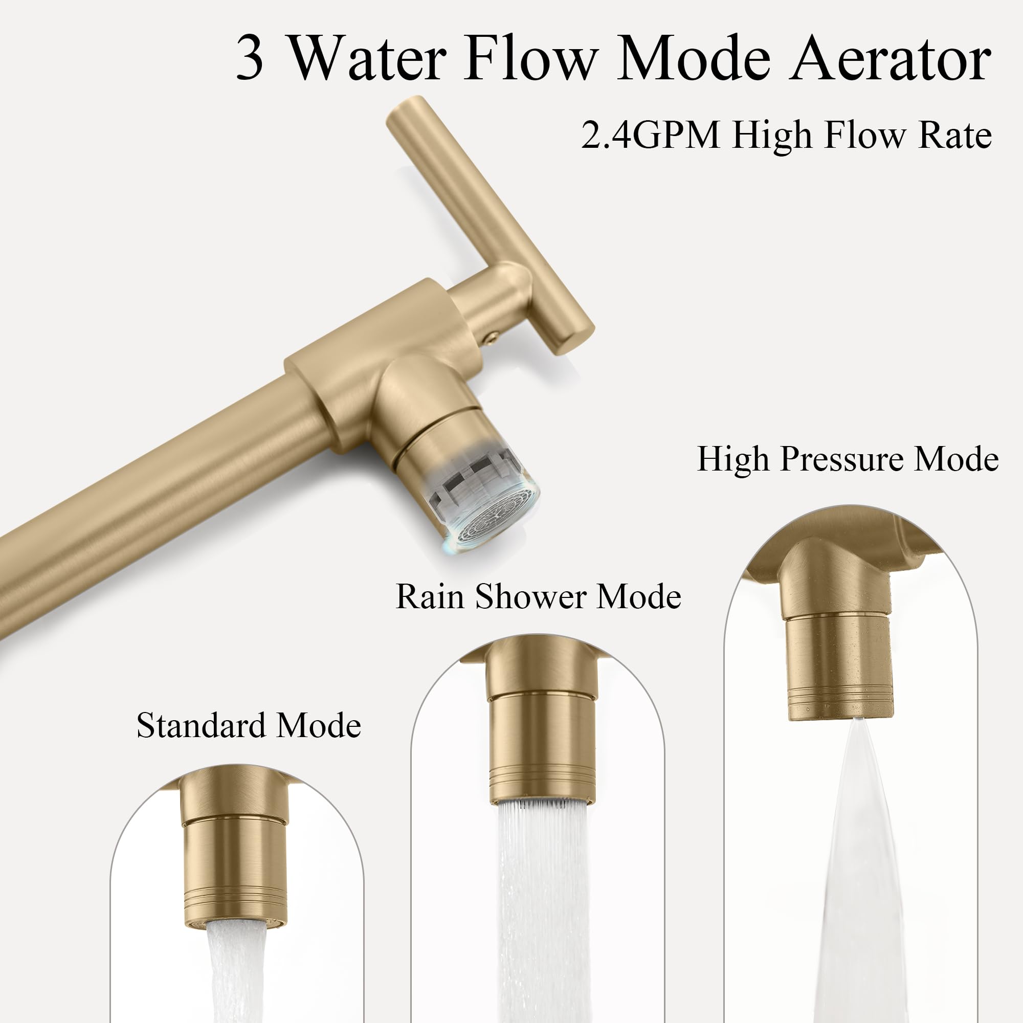 Diamondforge Pot Filler Faucets - For Kitchen, Sink, Stove And Bar With Brass Wall Mount Double Joint Swing Arms - Leak  Designs With High-Flow Aerators - Retractable And Folding Save Space - Brushed Gold