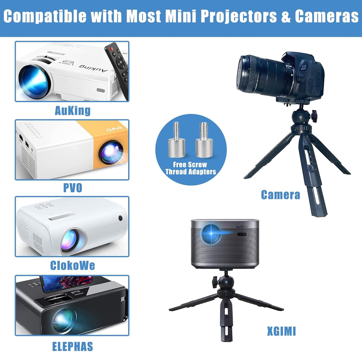 2-Be-Best Mini Projector Stand, Tripod Mount Compatible With Dr.J, Dbpower, Anker, Pvo, Artlii, Loongson, Auking, Clokowe, Voplls And Most Projectors (Black, )