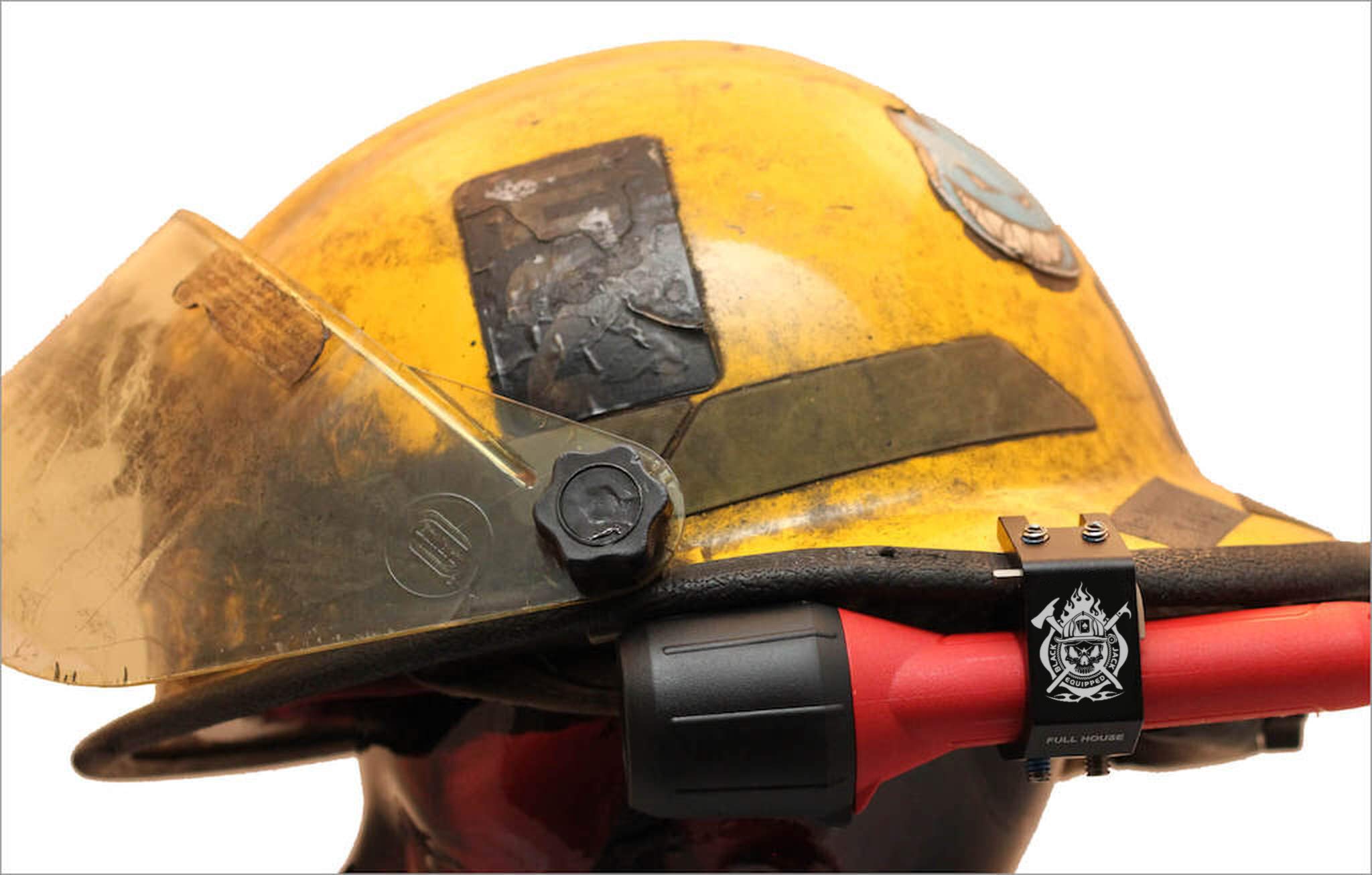 Fire Cam Blackjack Firefighter Helmet Aluminum Flashlight Holder (Full House)