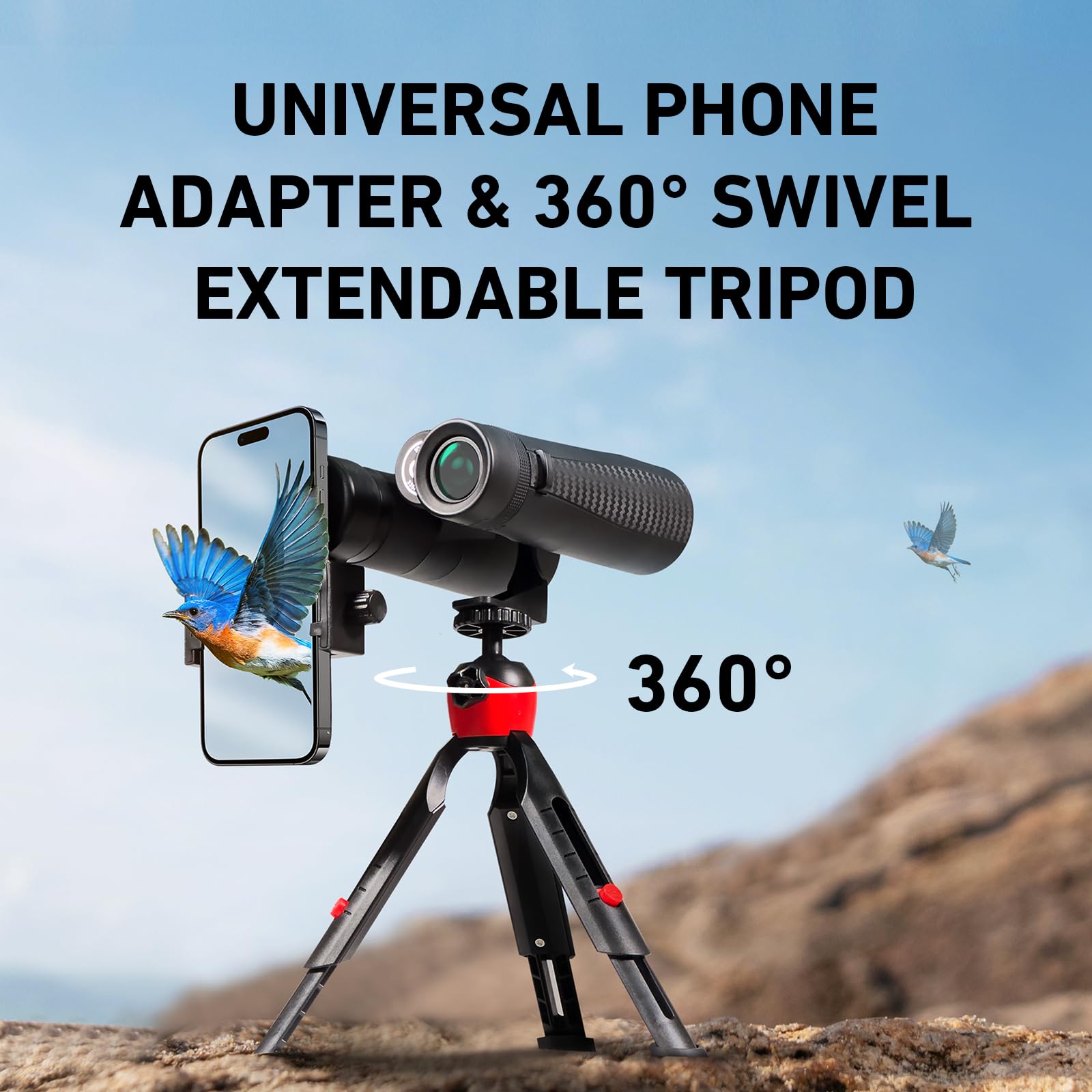 Three Triping 15X45 Hd Binoculars For Adults High Powered With Binocular Harness Strap, Phone Adapter And Tripod, Ipx7 Waterproof Binoculars For Hunting Wildlife Bird Watching Cruise Ship Travel Hiking