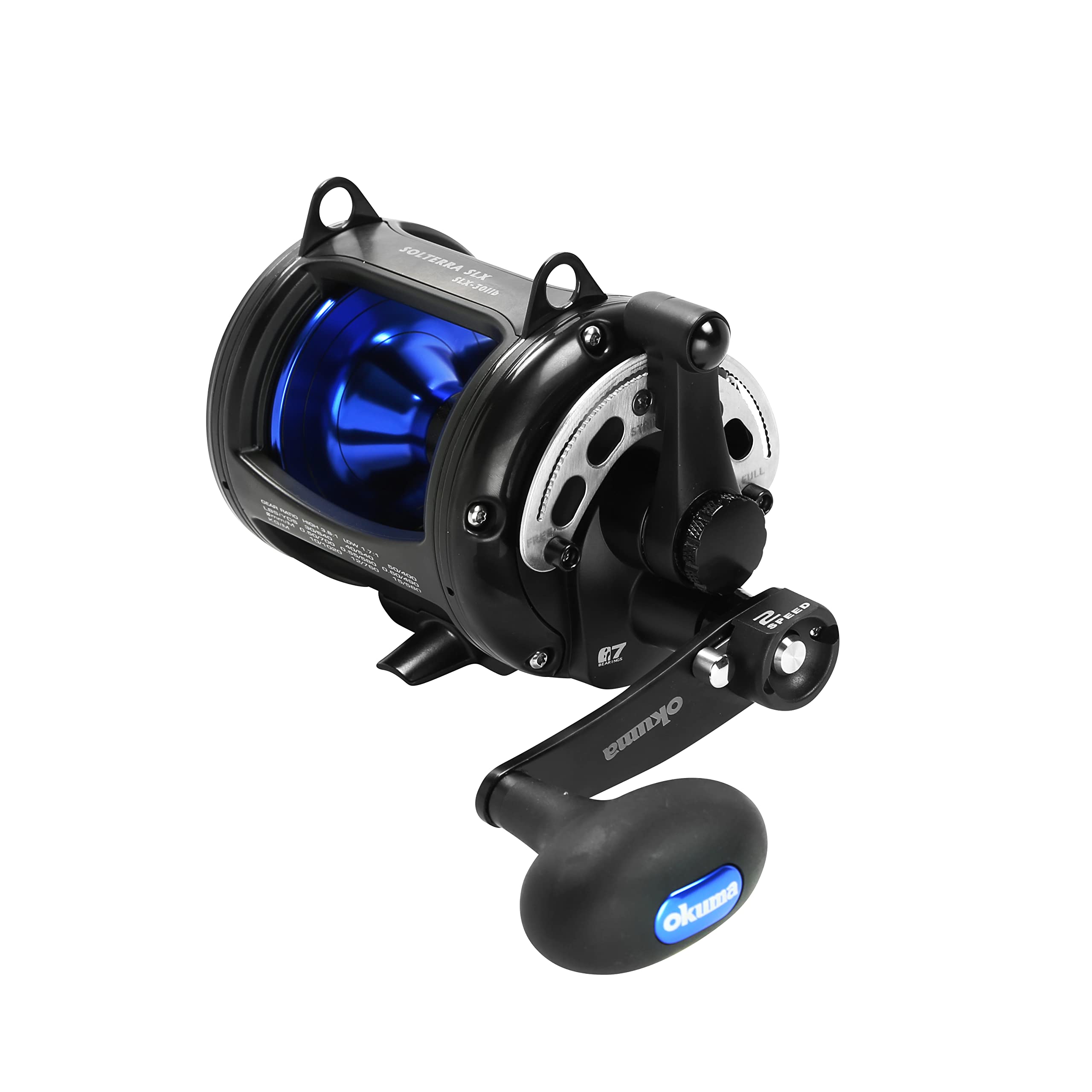 Okuma Solterra Slx Two Speed Closed Frame Lever Drag Reel Saltwater Trolling Reel, Slx-20Iib, 480Yds-30Lb, Black