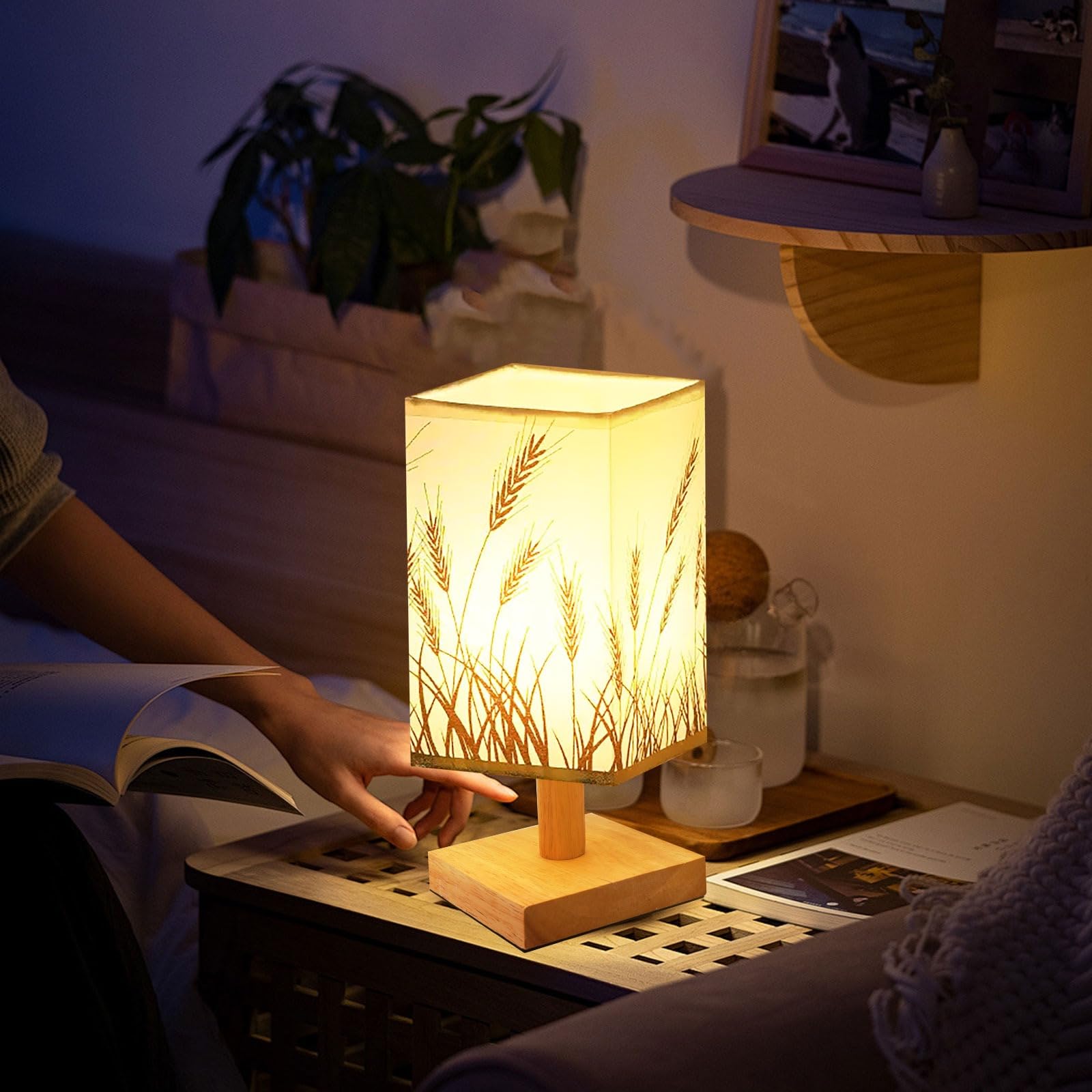 Home Decor Ss Bedside Table Lamp For Bedroom – Small Nightstand Lamp With Fabric Shade, Minimalist Desk Lamp For Living Room, Office, Dorm, Kids Room, Reading & Study Light (Adapter Not Included)