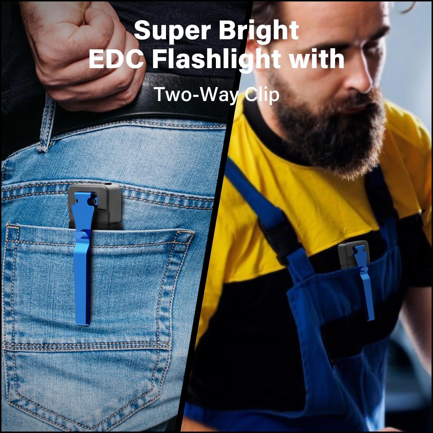 Sparkleing Edc 1000 Lumens Super Bright Led Light, Usb-C Rechargeable With Uv, Pocket Clip, 6 Modes Ipx4 Waterproof Flat Flashlight For Emergency & Outdoor