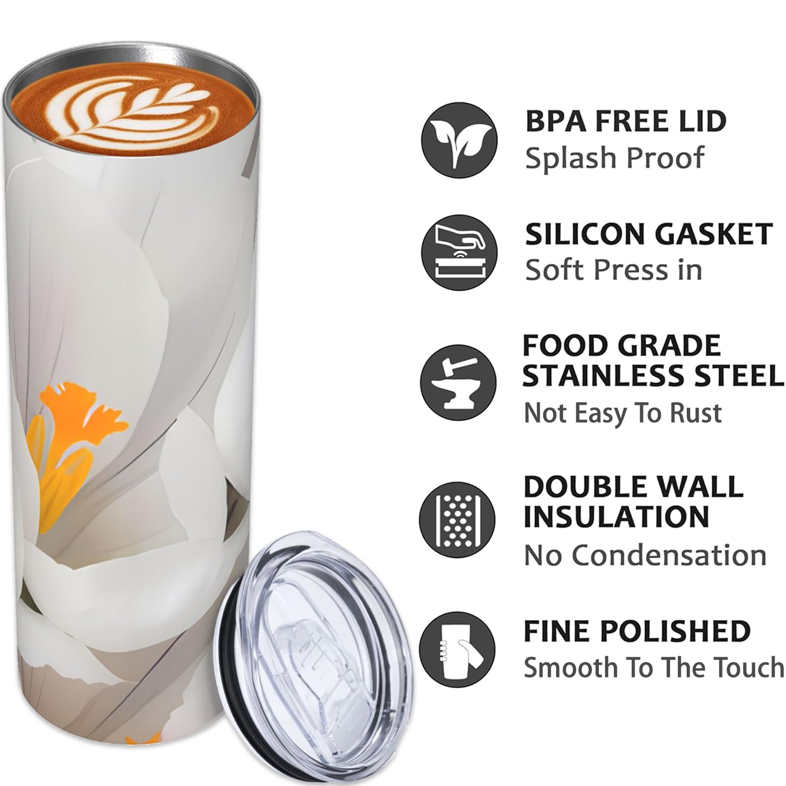 Stainless Steel Tumbler 20Oz With Lid And Straw, Birds Tumbler For Hot And Cold Beverages