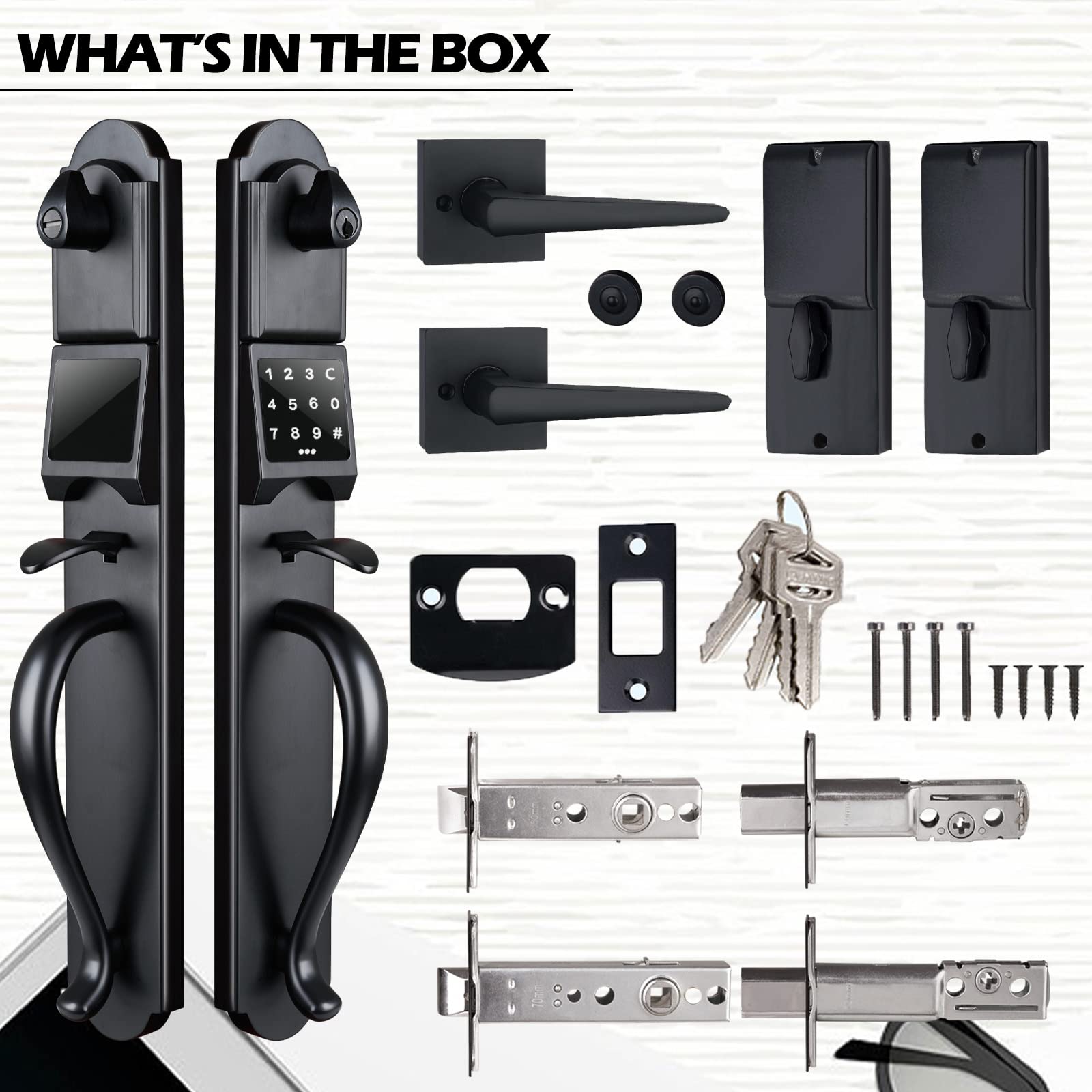 bang Hardware Keypad Deadbolt And Dummy For Double Front Door, Heavy Duty And Matte Black Finish, Usmdhst2018Db-E-Set