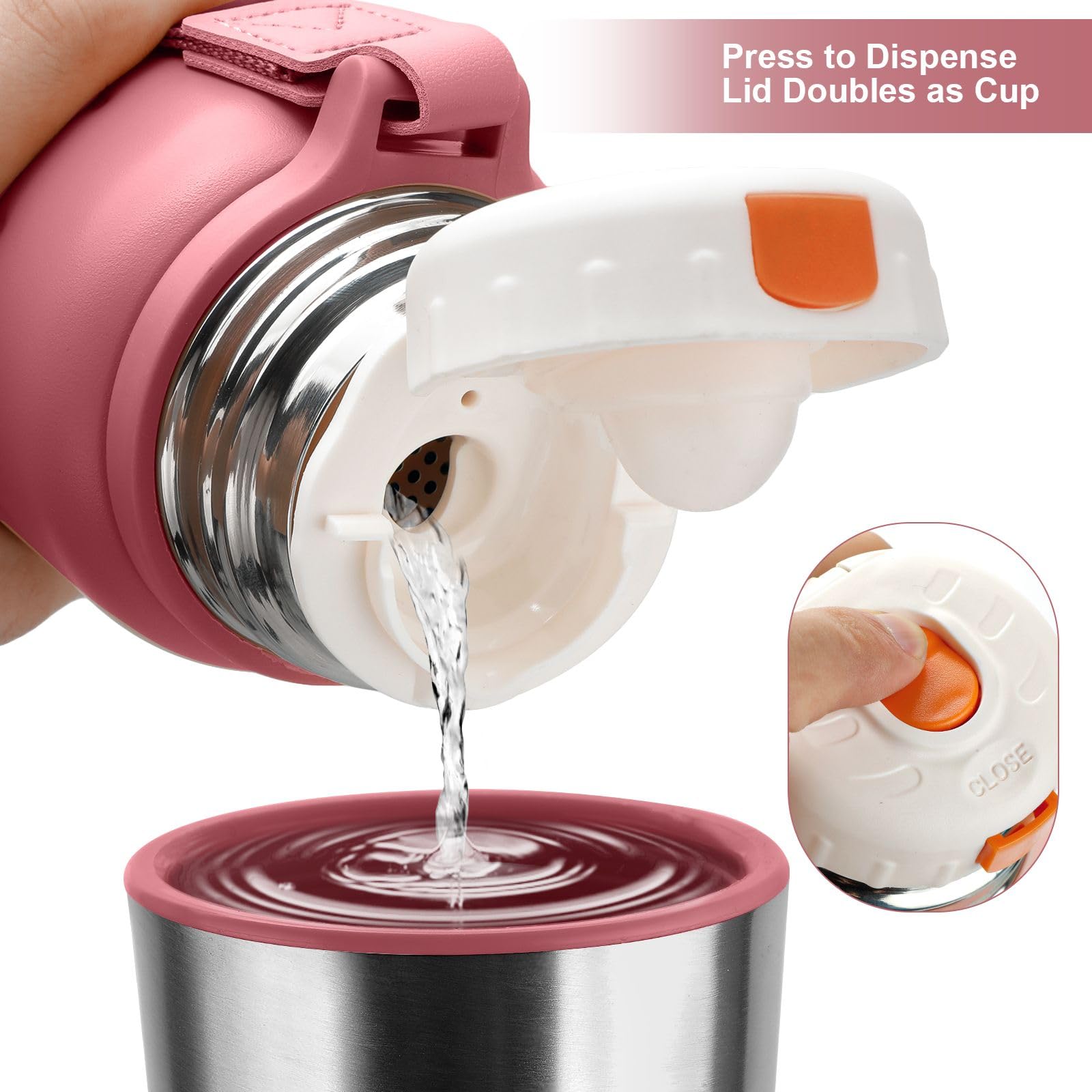 Vacuum Insulated Bottles With Cup 800Ml/27Oz Stainless Steel Hot Thermo Bottles For Cold