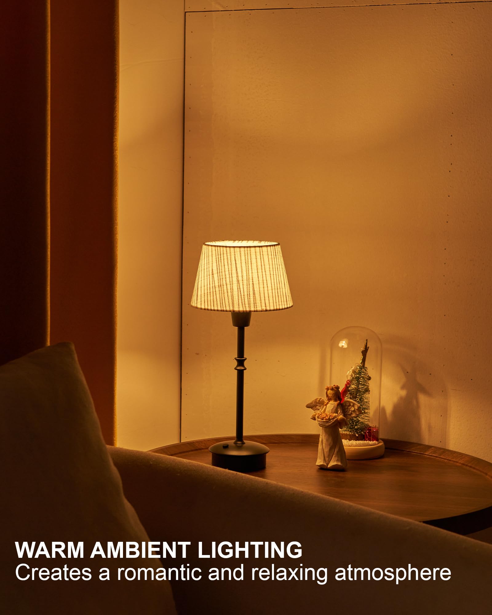 Depecal Rechargeable Cordless Table Lamp, 5200Mah Portable Small Battery Operated Lamp, 13" Dimmable Touch Bedside Night Light, Warm Ambient Lighting For Restaurant Bar Dining Patio Side End Table Kitchen