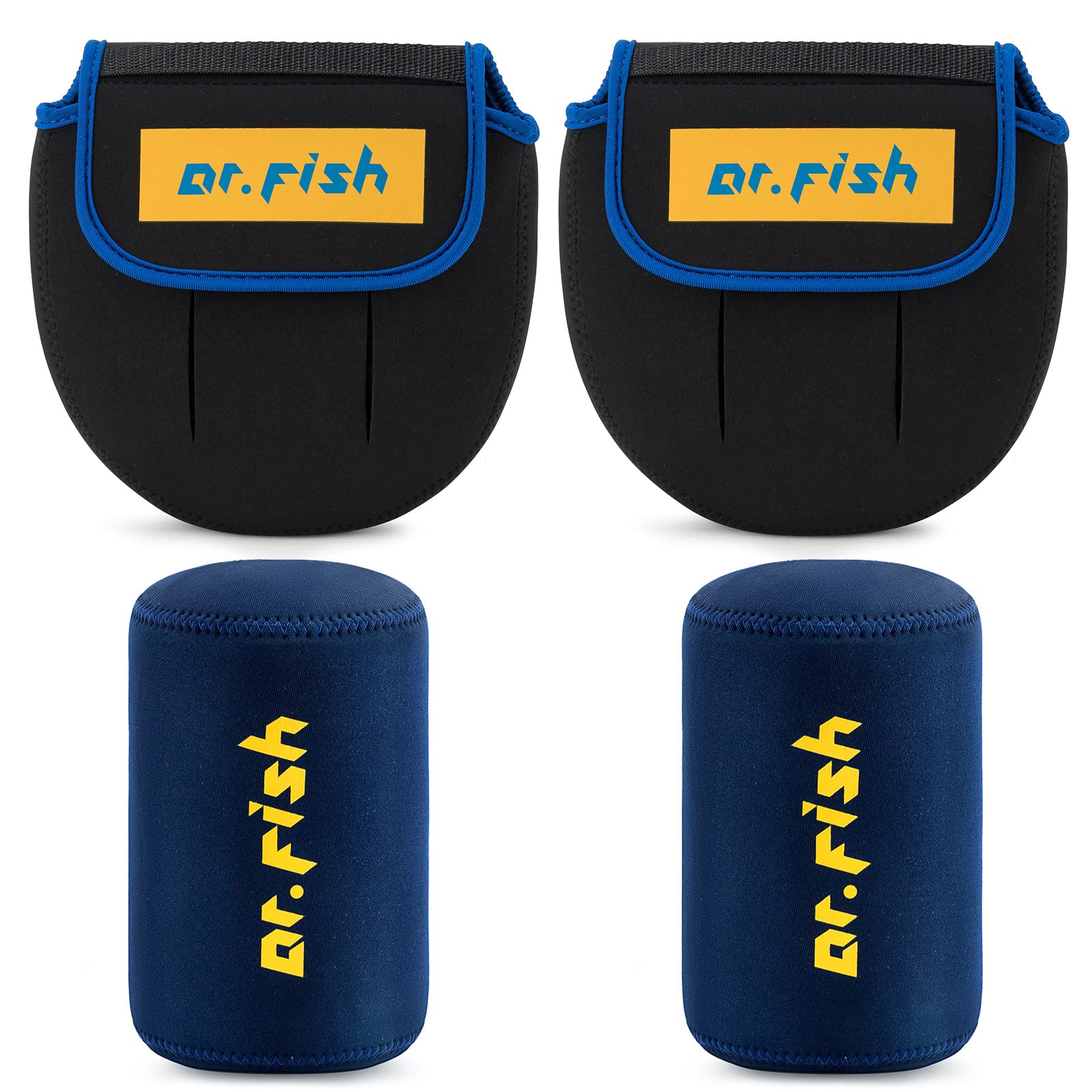 Dr.Fish Spinning Reel Cover, Fits 1000-3000, With 2 Round Baitcast Reel Cover Neoprene Fishing Reel Bag With Handle Slot, Spinning Reel Storage Case Pouch Reel Accessories