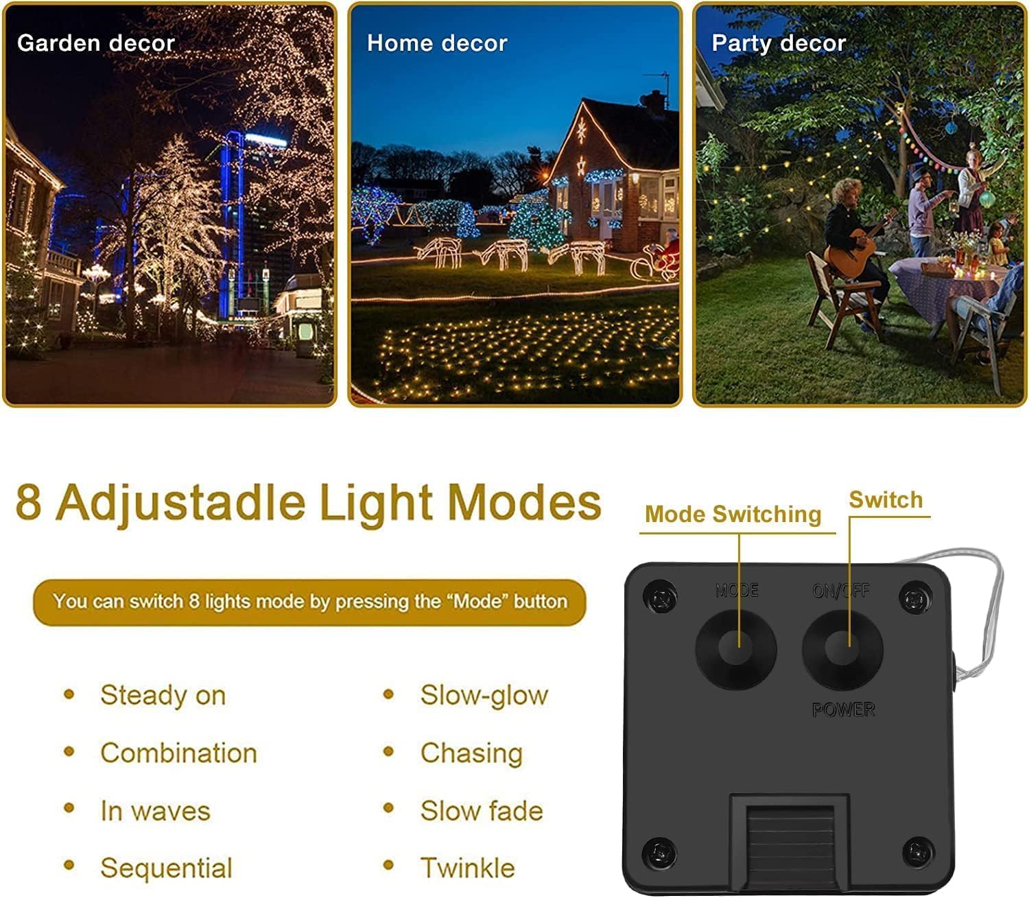 Lunaxinhuo 4Pack Solar String Lights For Outside, 400 Led Solar Christmas Lights Outdoor Waterproof With 8 Modes Solar Fairy Lights For Xmas Tree Party Wedding Garden Fence Decorations (Multicolor)