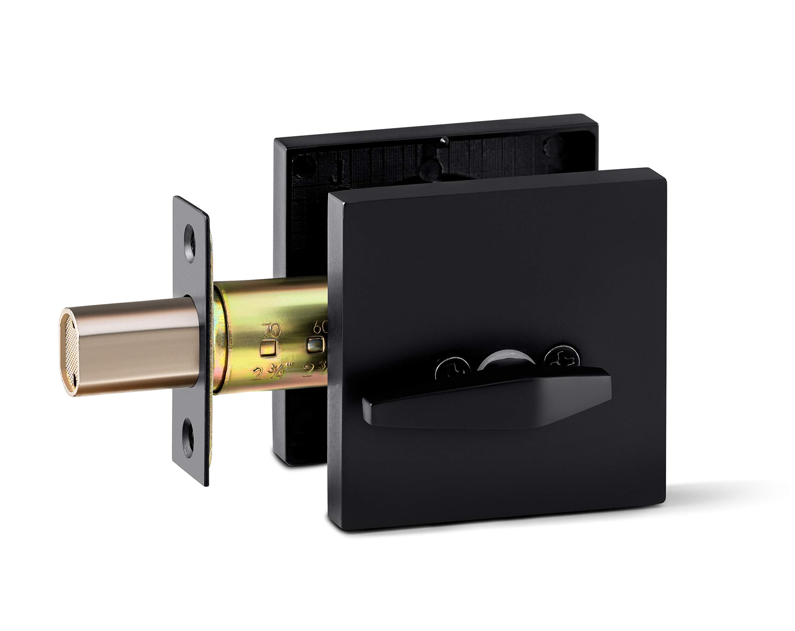 Berlin Modisch Single Cylinder Deadbolt Lock Slim Square For Front Door Modern Contemporary High Security Heavy Duty – Iron Black Finish