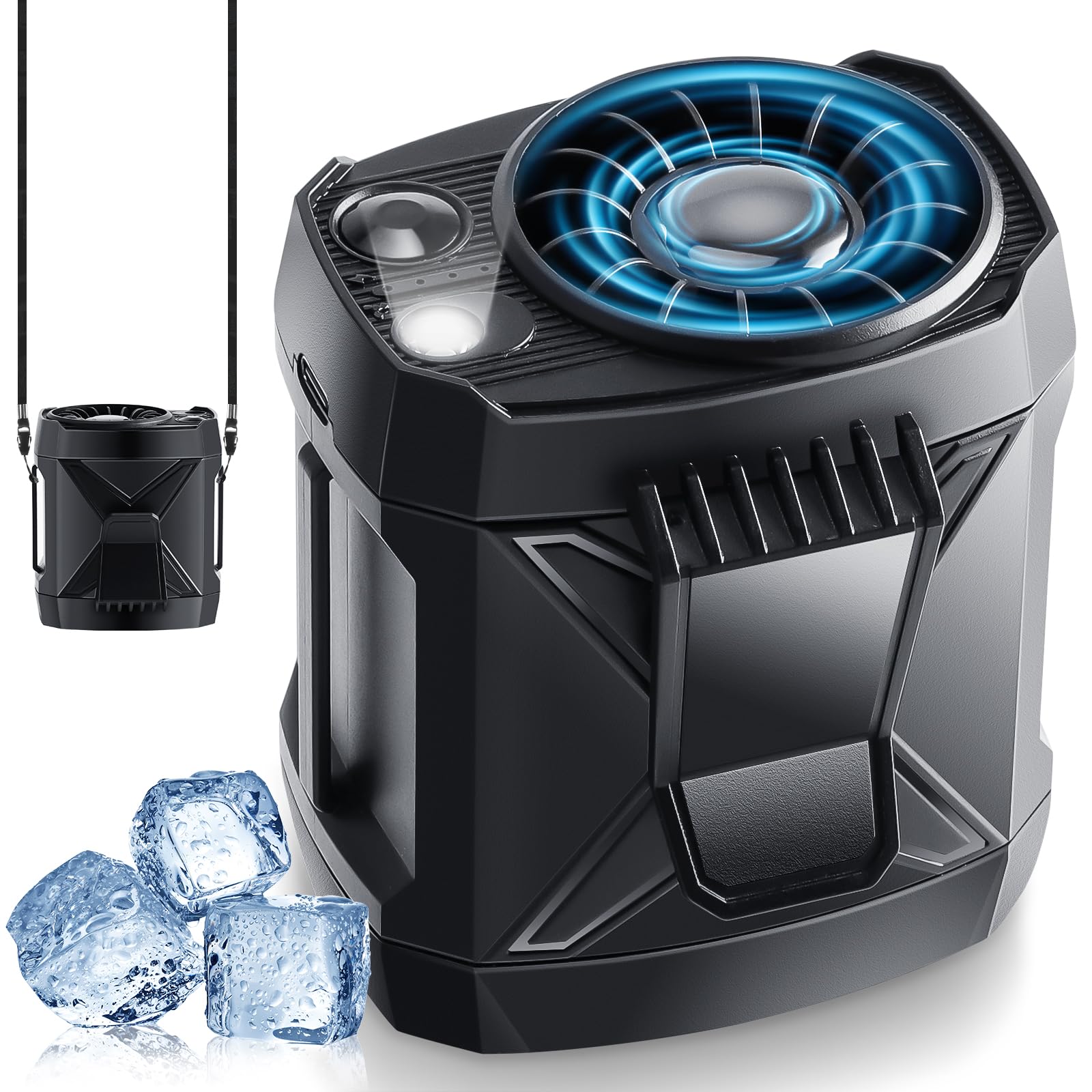Portable Fan Rechargeable, Personal Waist Neck Wearable Cooling Fan With Light, 4 Speeds 9200Rpm - Koospark