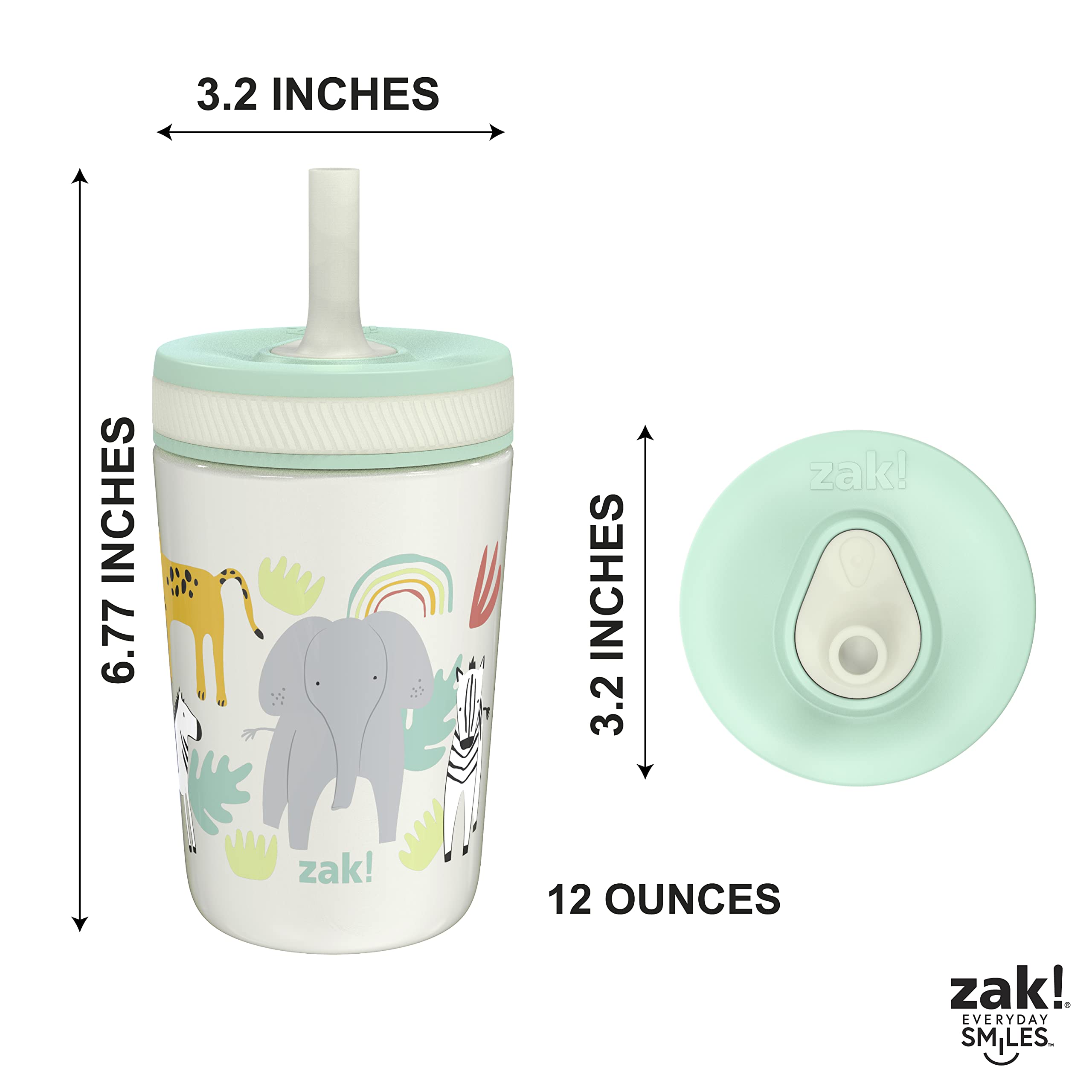 Zak Designs Kelso Toddler Cups For Travel Or At Home, 12Oz Vacuum Insulated Stainless Steel