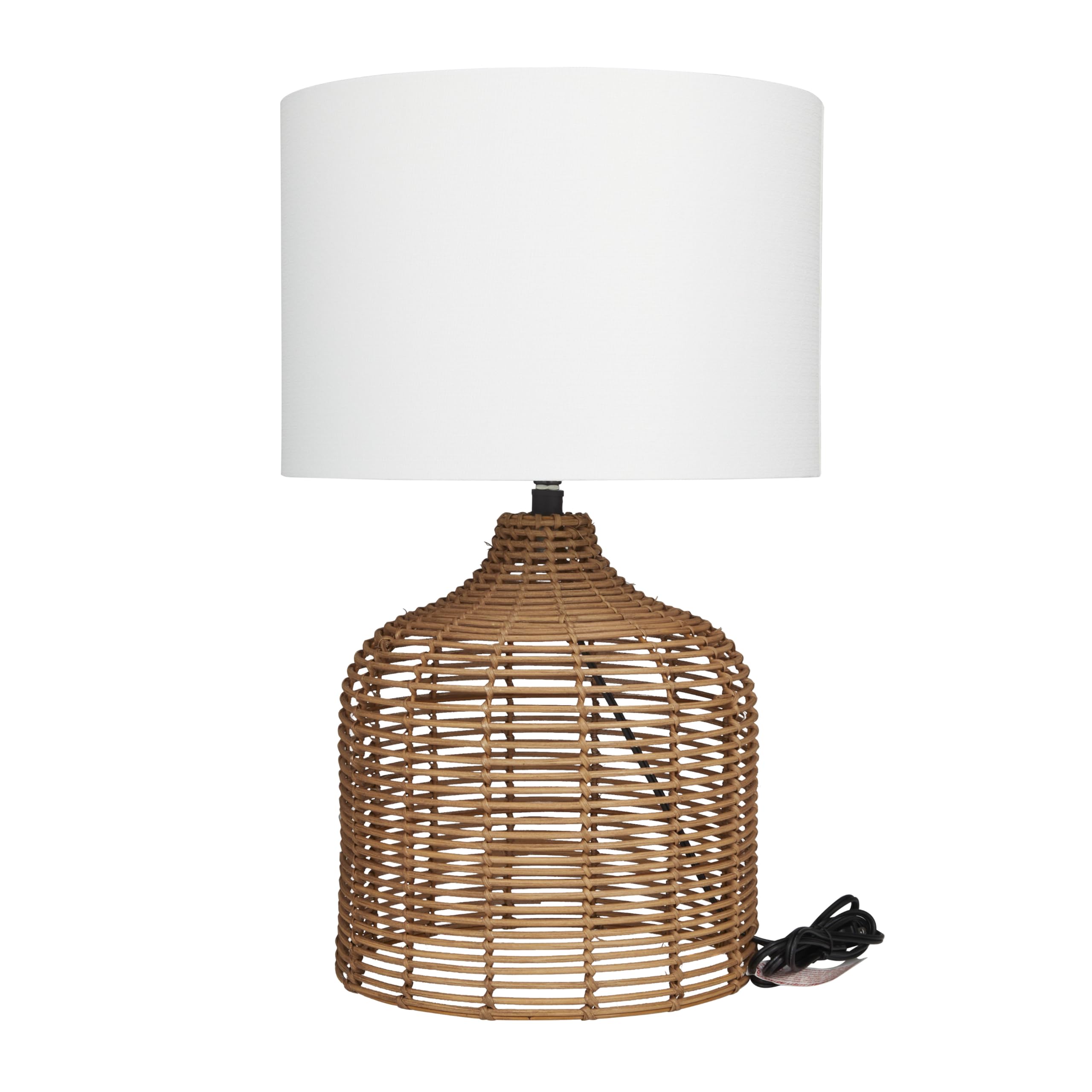 Deco 79 Rattan Handmade Room Table Lamp Woven Accent Lamp, Lamp 15" X 15" X 25", Brown