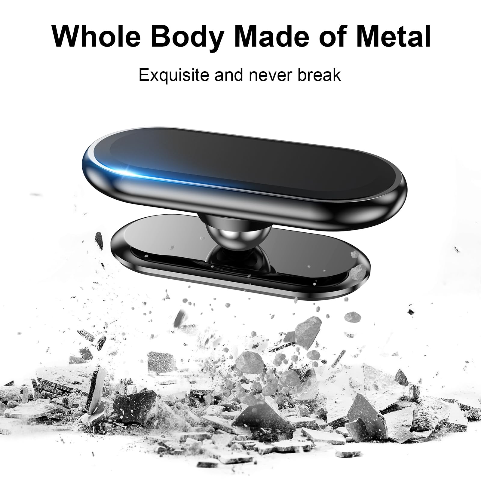 Coolpow 【2-Pack】Magnetic Phone Holder For Car, [ Super Strong Magnet ] [ With 4 Metal Plate ] Cell Phone Carmount For Iphone Magnetic [ 360° Rotation ] Universal Dashboard Adhesive Car Magnetic Phone Mount